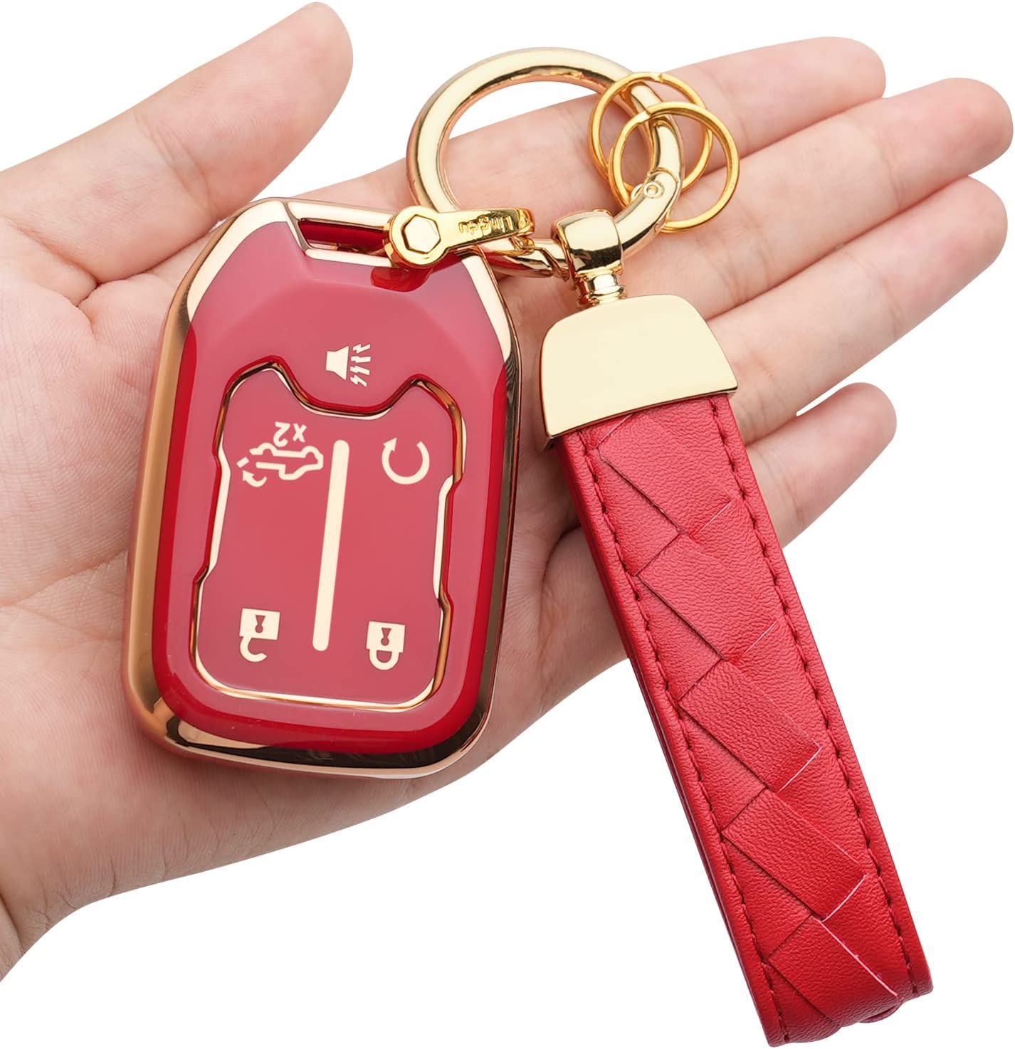 Key Fob Cover Keychain Fit for 2018-2022 And 1500 2500HD 3500HD 2015-2021 Smart Key Shell Case