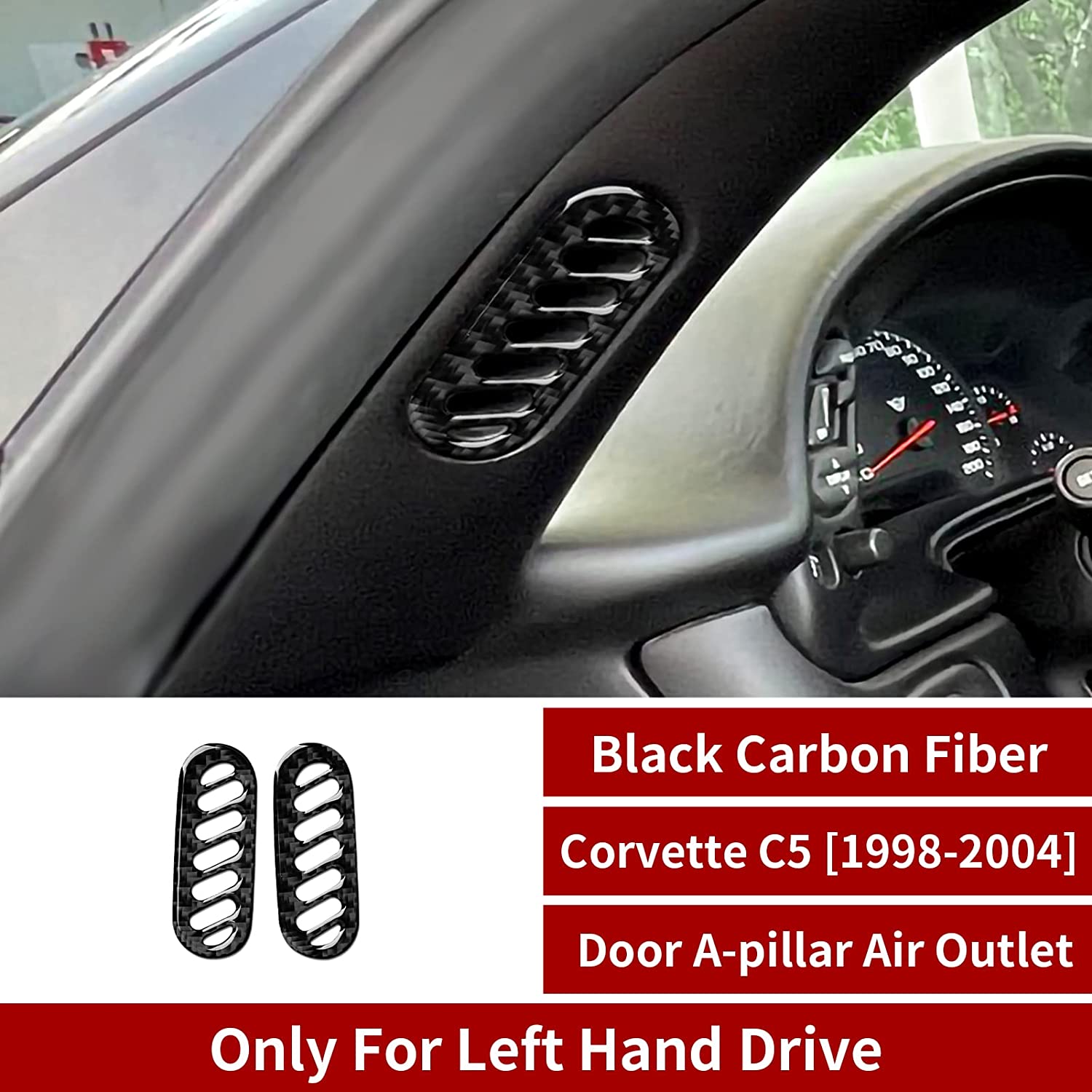 Carbon Fiber Door A-Pillar Air Outlet Sticker Decal Interior Trim Cover for C5 1998 1999 2000 2001 2002 2003 2004 Accessories - Delicate Leather