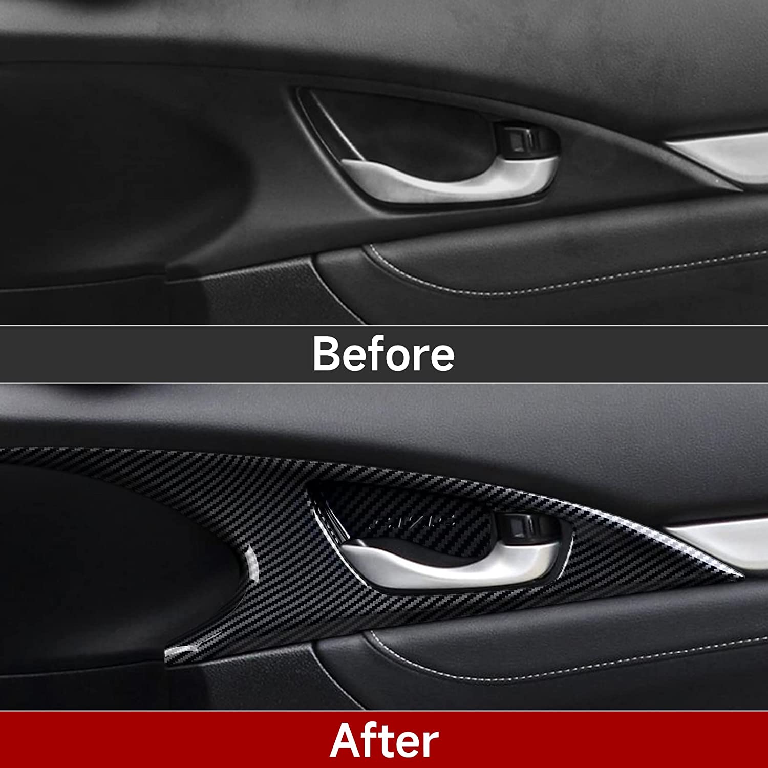 ABS Carbon Fiber Compatible with 10th Gen Accessories Inner Door Bowl Decals Interior Stickers - Delicate Leather