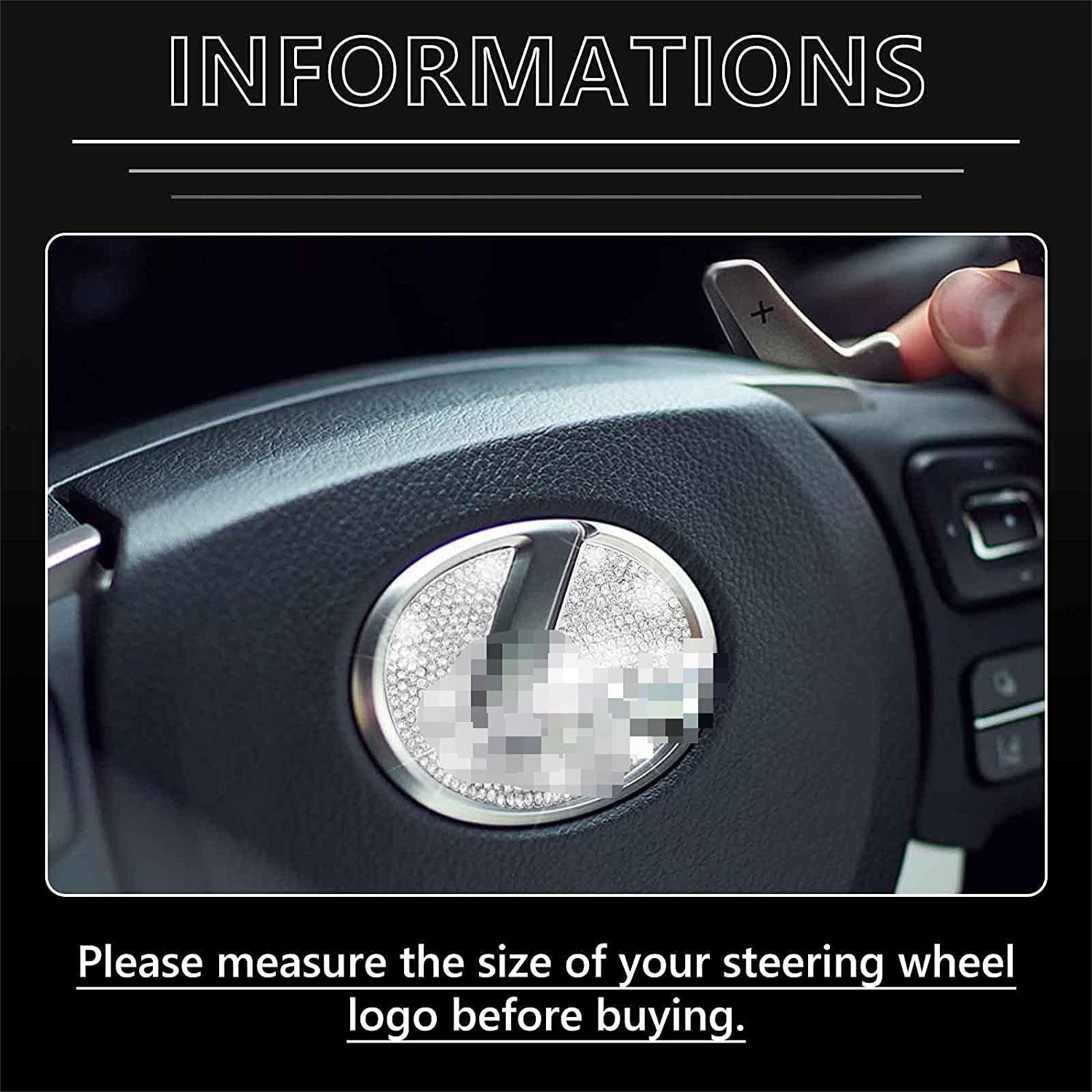 Steering Wheel Cover for Women Bling Crystal Diamond Sparkling Car Accessories Fit for ES RX LS is CT LX GS LC RC GS-F RC-F Rhinestone Decals Steering Wheel Cover Universal Fit 15 Inch - Delicate Leather