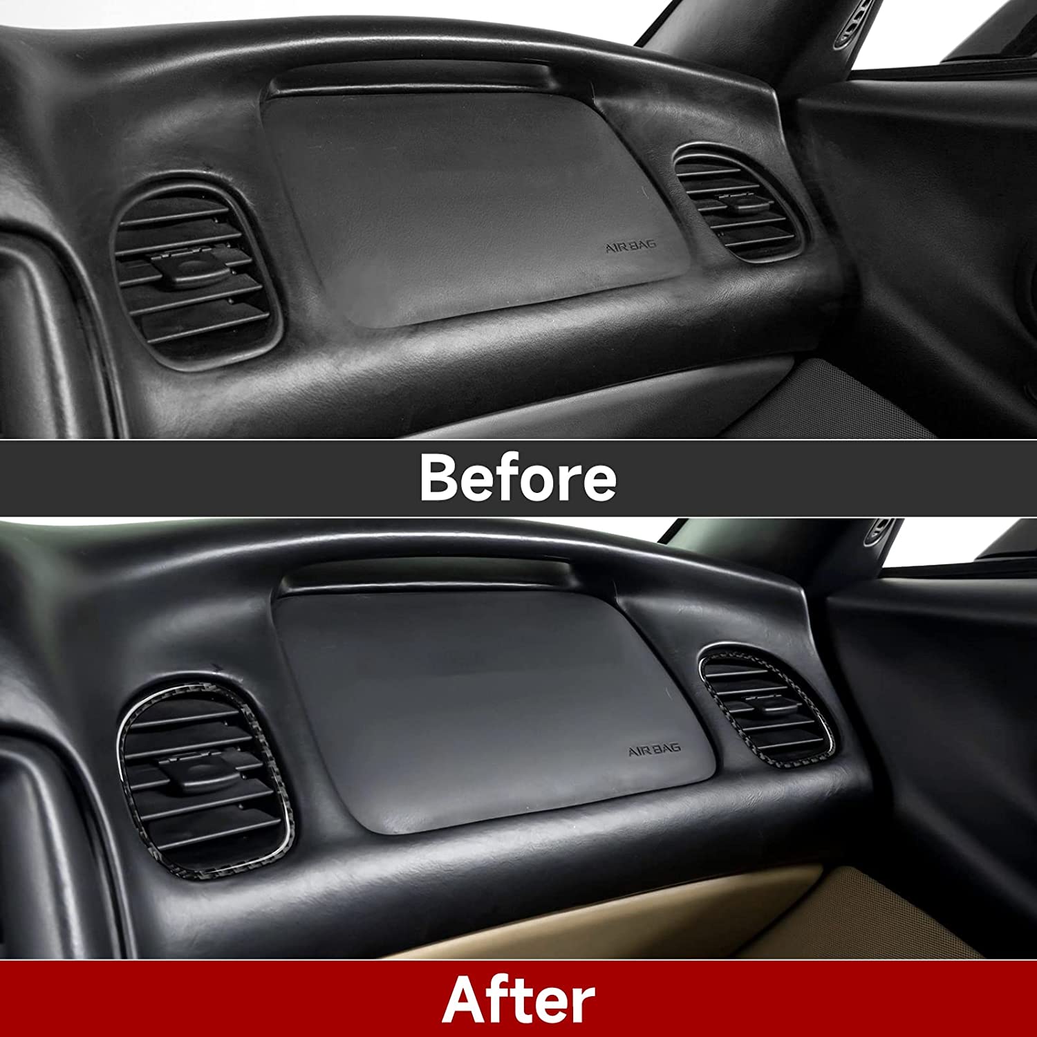 Carbon Fiber Car Co-Pilot Air Outlet Sticker Decal Interior Trim Cover for C5 1998 1999 2000 2001 2002 2003 2004 Accessories - Delicate Leather