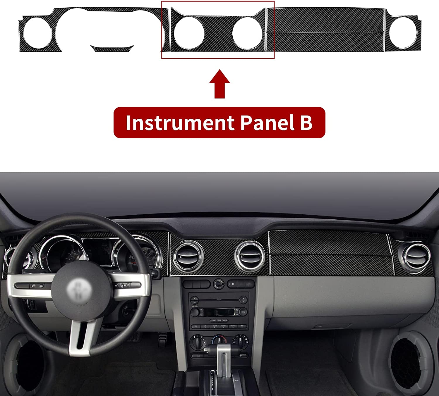 Carbon Fiber Car Interior Center Air Vents Trim Sticker Decal Cover for Mustang GT 2005 2006 2007 2008 2009 S197 Accessories - Delicate Leather
