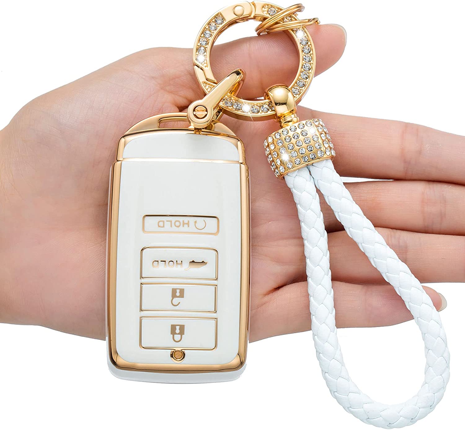 TPU Case 360 Degree Car Key fob Cover Compatible with RDX RLX CDX NSX TLX TLX-L Smart Remote Premium Key fob Protector - Delicate Leather