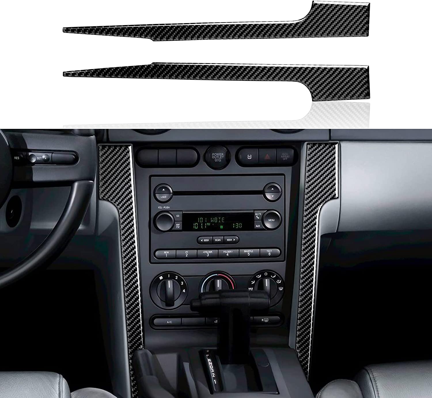 Carbon Fiber Sticker Decal Car Left of Radio A/C Console Interior Trim Cover for Ford Mustang GT 2005 2006 2007 2008 2009 S197 Accessories - Delicate Leather