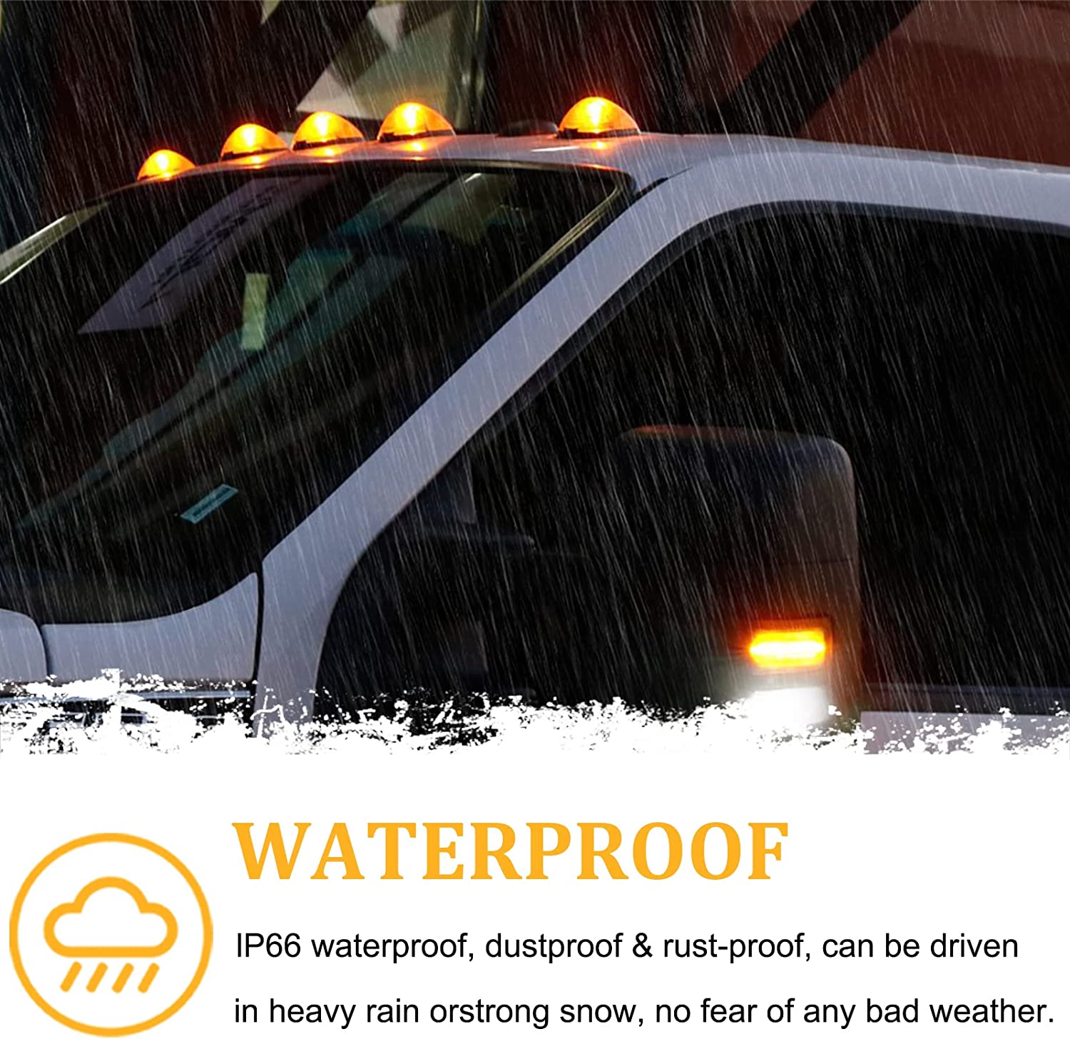 Cab Roof Marker Lights 10 LED Amber Top Clearance Running Lights Super Duty Pickup Trucks SUV - Delicate Leather