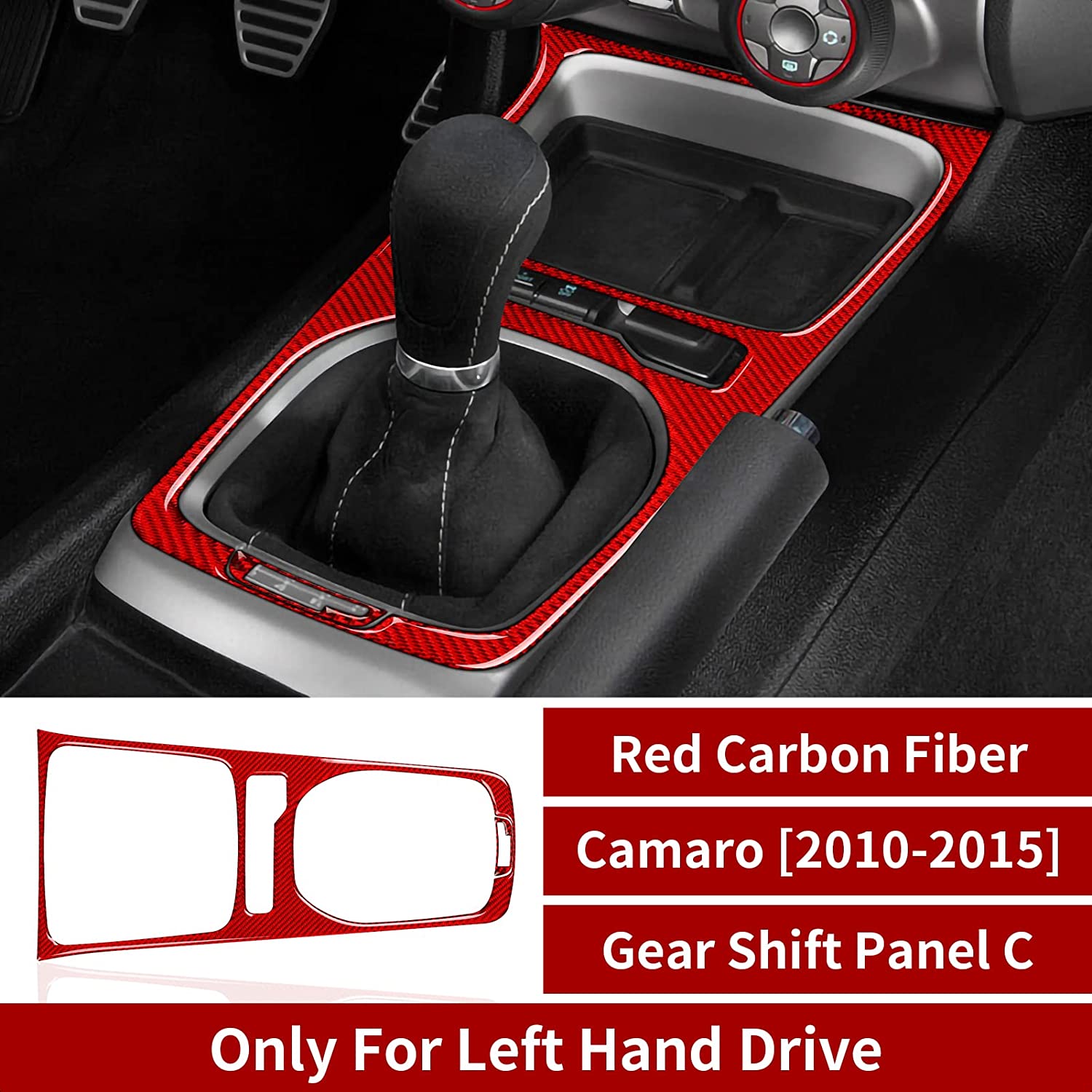 Carbon Fiber Car Gear Shift Panel Sticker Decal Interior Trim Cover for Camaro 2010 2011 2012 2013 2014 2015 Accessories - Delicate Leather