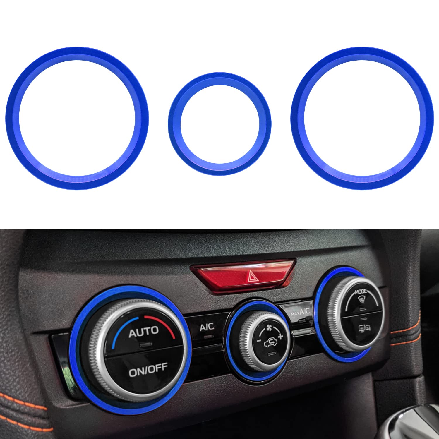 AC Climate Control Knob Outer Ring Covers Compatible with Crosstrek 2018-2023 Forester 2019-2022 Impreza 2017-2023, Air Condition Switch Volume Control Trim - Delicate Leather