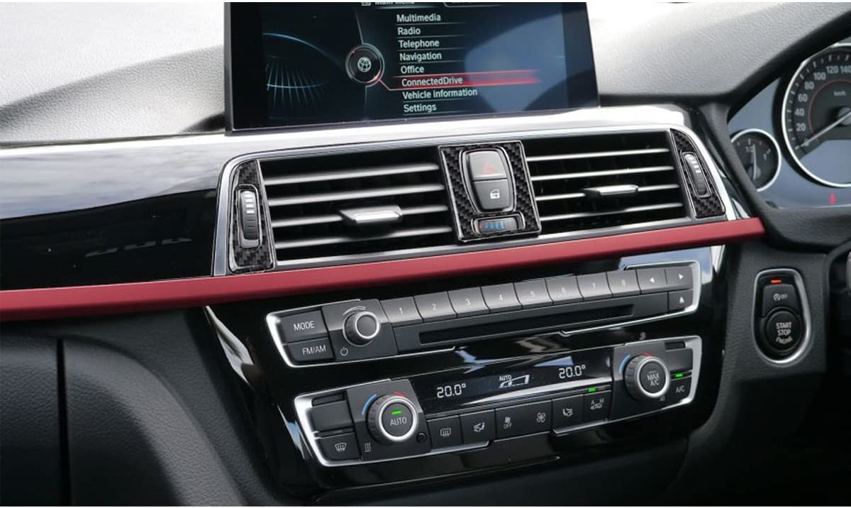 AC Air Outlet Frame Cover Trim, Real Carbon Fiber, Compatible with 3 Series F30 F31 2012-2018, GT F34 2014-2018, 4 Series F32 F33 F36 2014-2018 - Delicate Leather