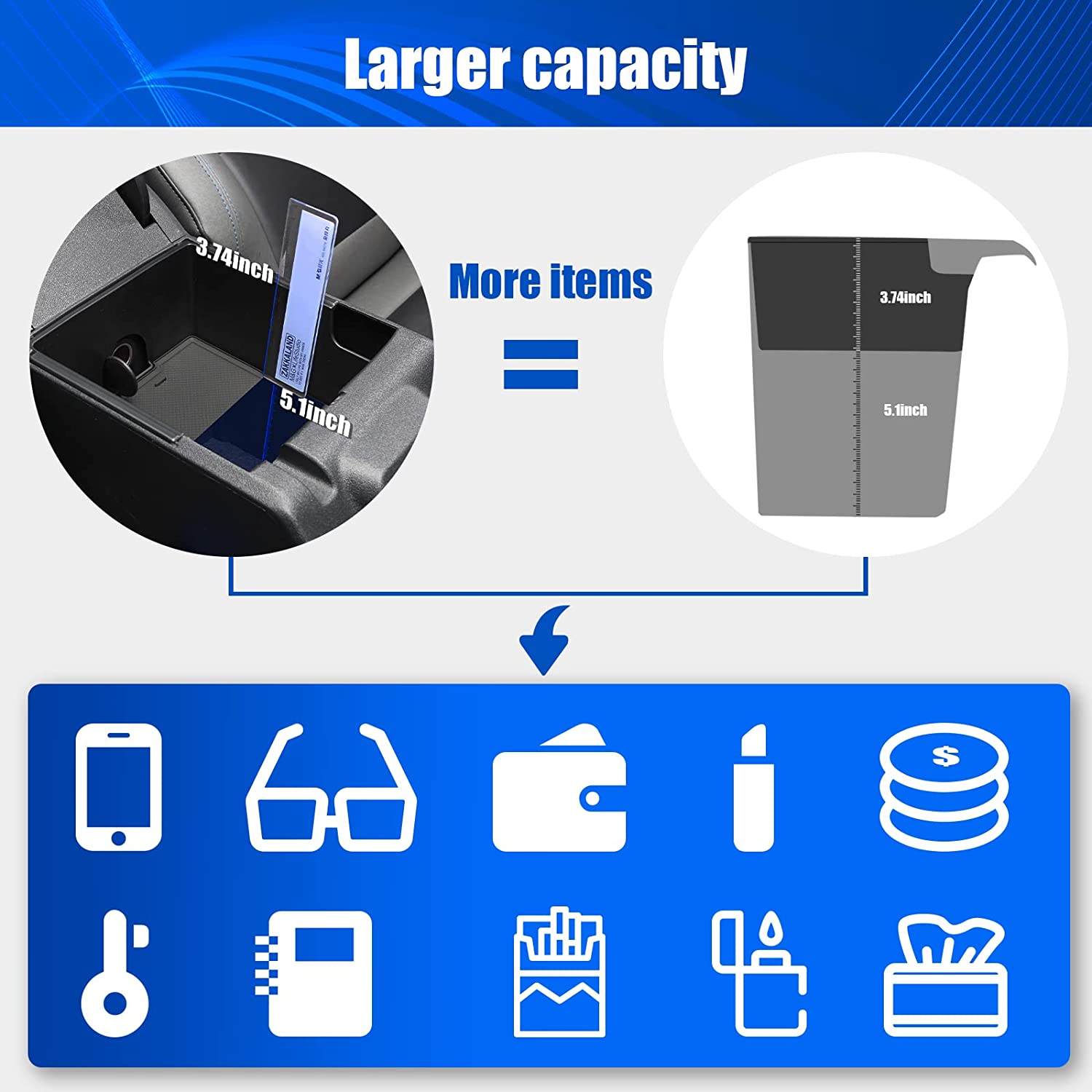 Accessories 2021 2022 Center Console Organizer Insert Tray Armrest Storage Box - Delicate Leather