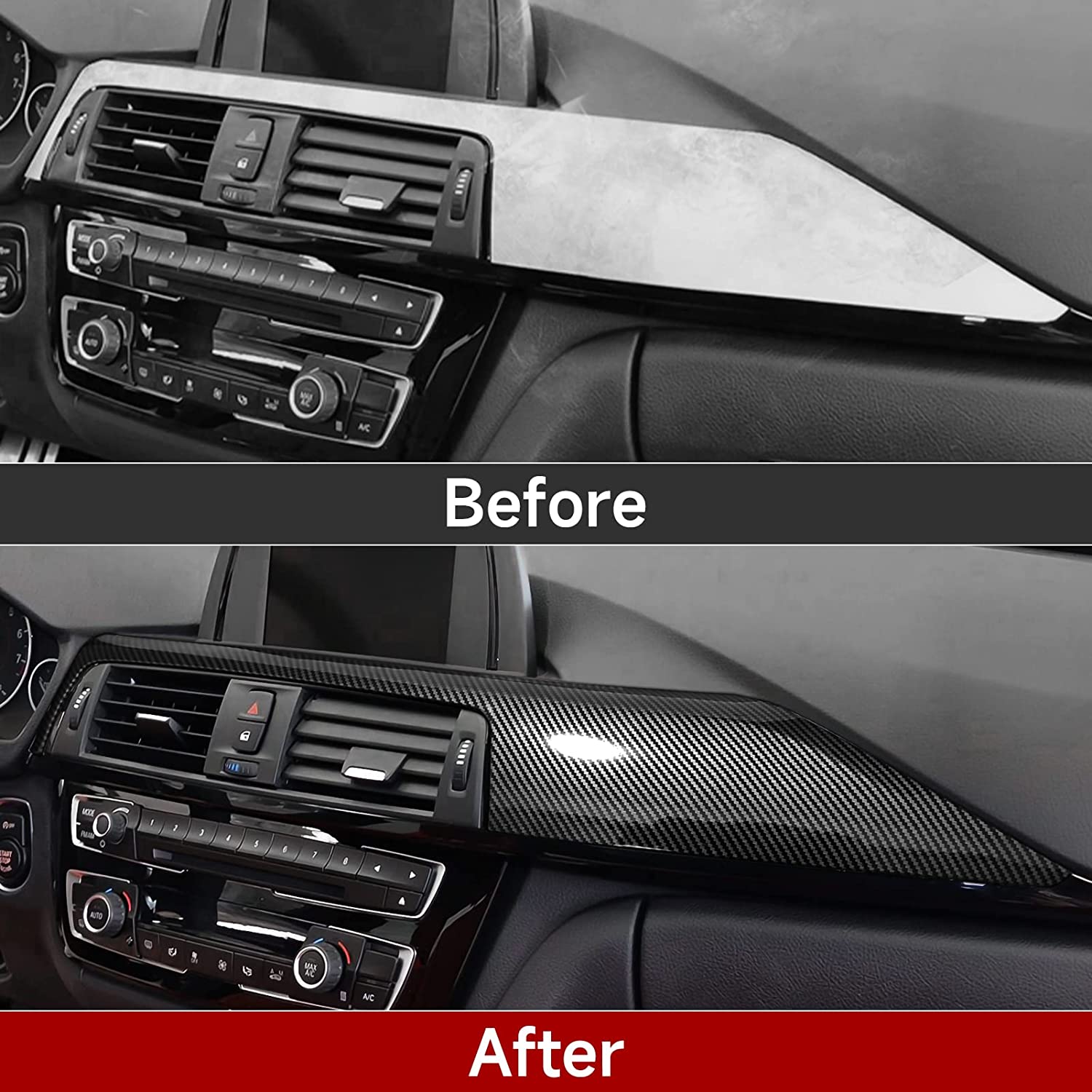 Car Dashboard Cover Panel Sticker Carbon Color ABS Decal Trim fits for 3 4 Series F30 F31 F34 3GT F32 F33 F36 Accessories - Delicate Leather