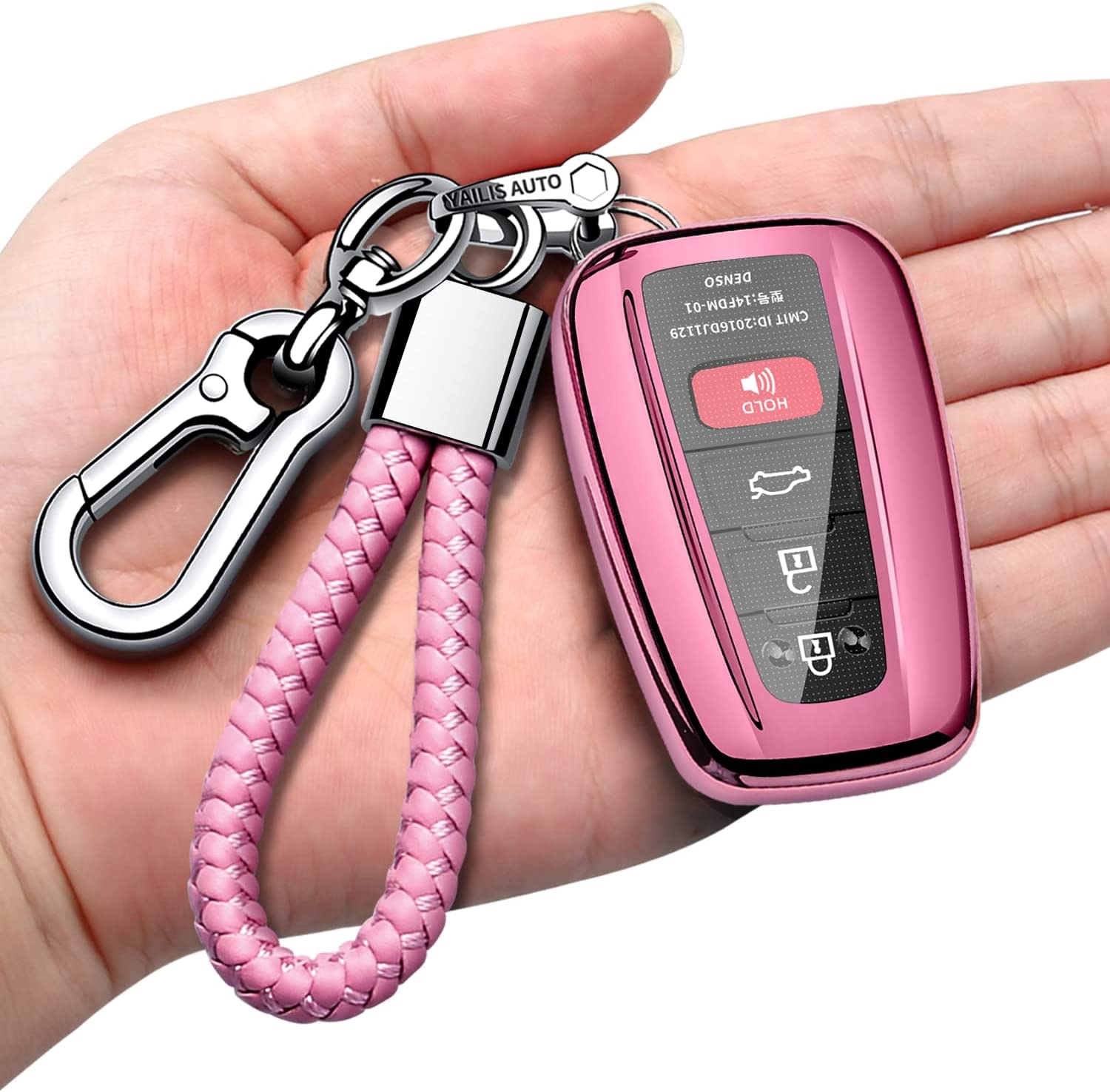 Key Fob Cover with Keychain Soft TPU Key Shell Case,For 2020-2022 Highlander 2018-2022 RAV4 Camry C-HR Corolla Avalon Prius GT86 Smart Key
