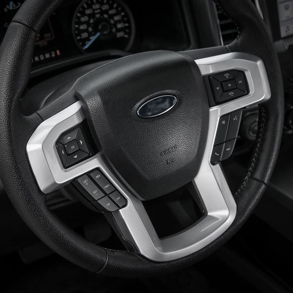 Steering Wheel Decoration Cover Frame Trim for 2015 2016 2017 2018 2019 2020 F150 F250 F350 Super Duty - Delicate Leather