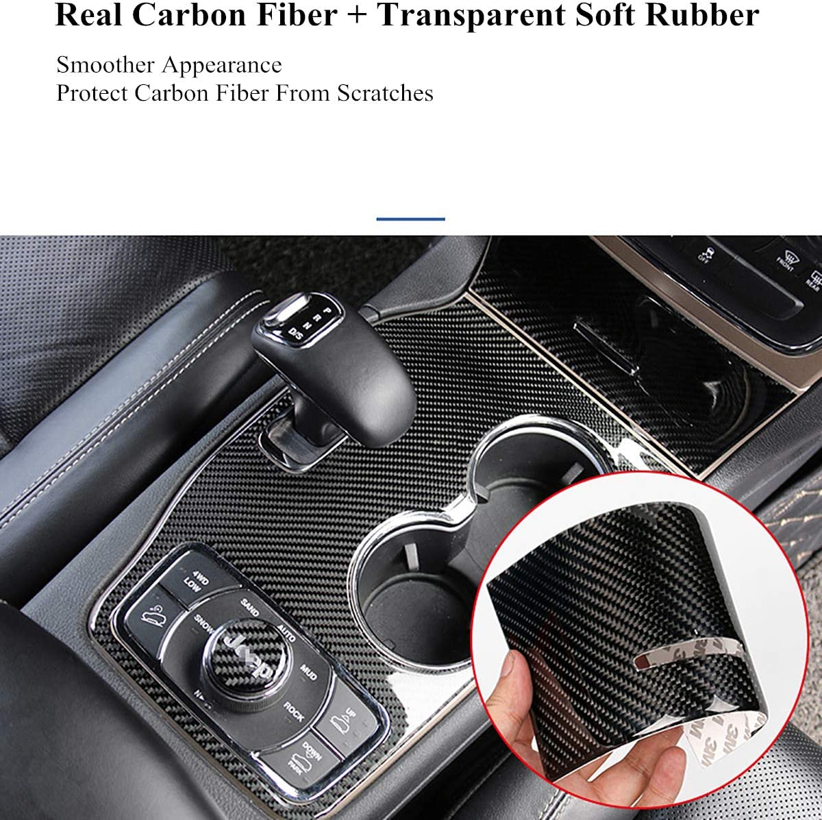 Grand Cherokee 2011 2012 2013 Interior Accessories Real Carbon Fiber Center Console Cup Holder Cover Trim