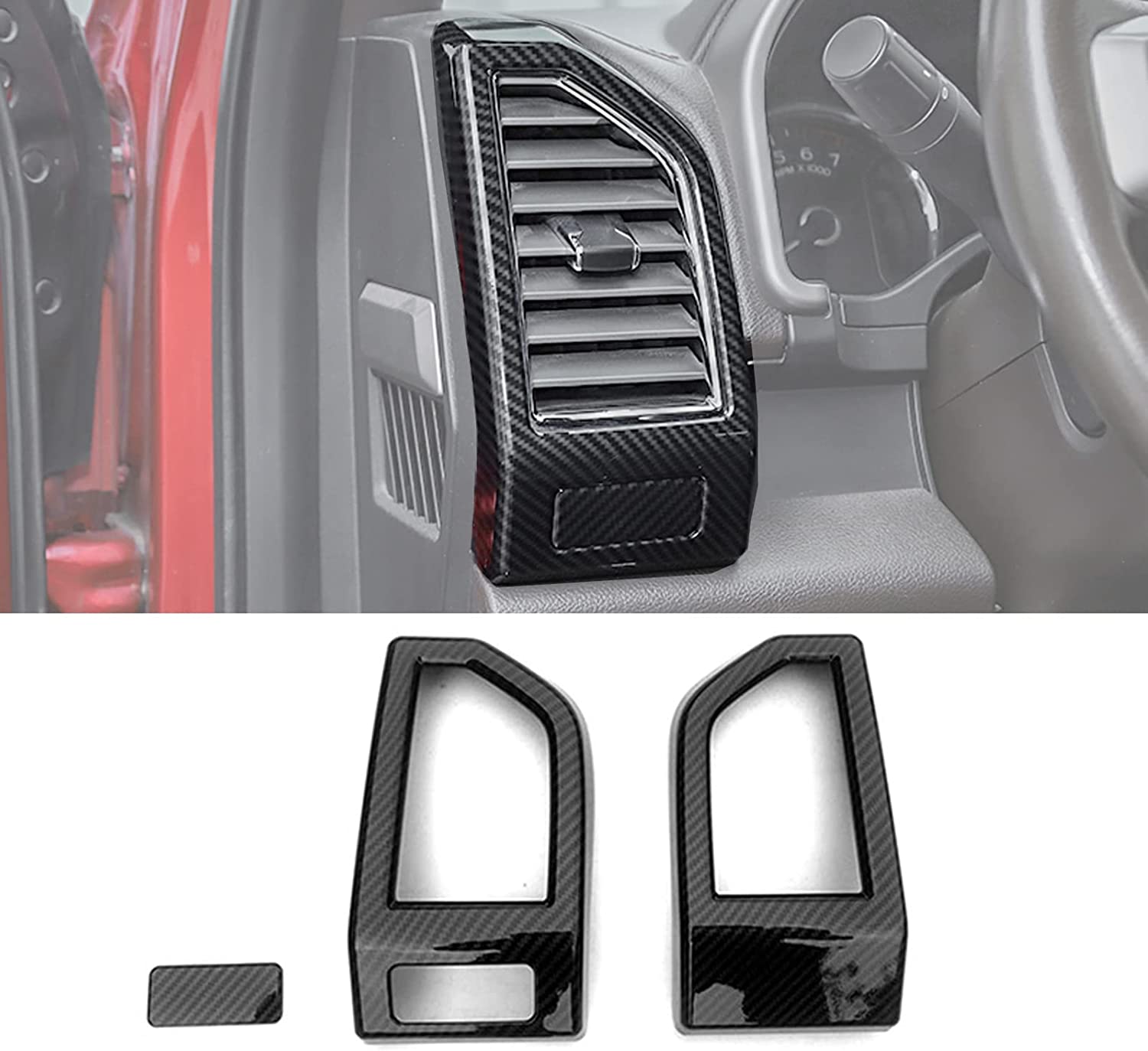 F-150 ABS Red Dash Air Conditioner Outlet Vent Trim - Delicate Leather