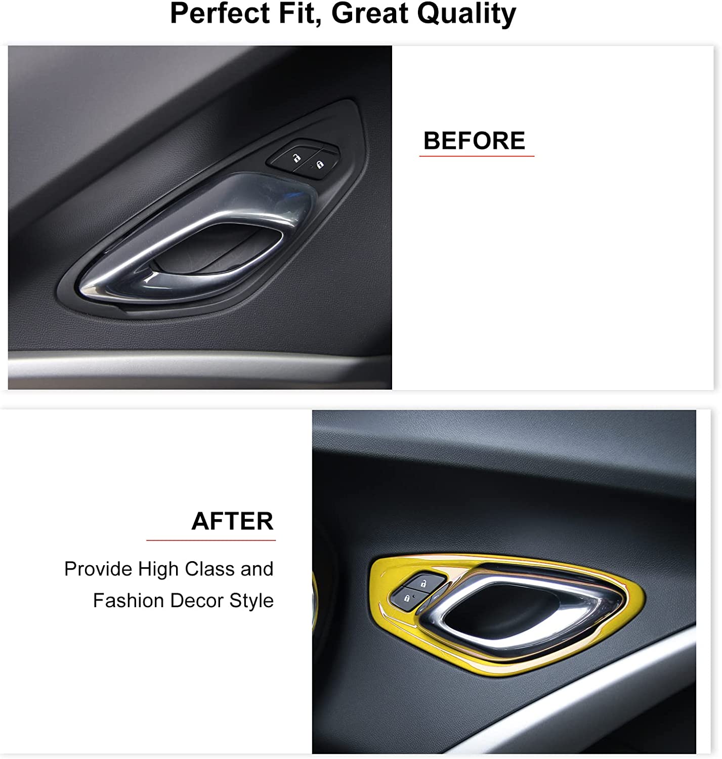 Door Inner Grab Handle Cover Frame ABS Decor Trim Interior Accessories for Camaro 2017-2022 - Delicate Leather