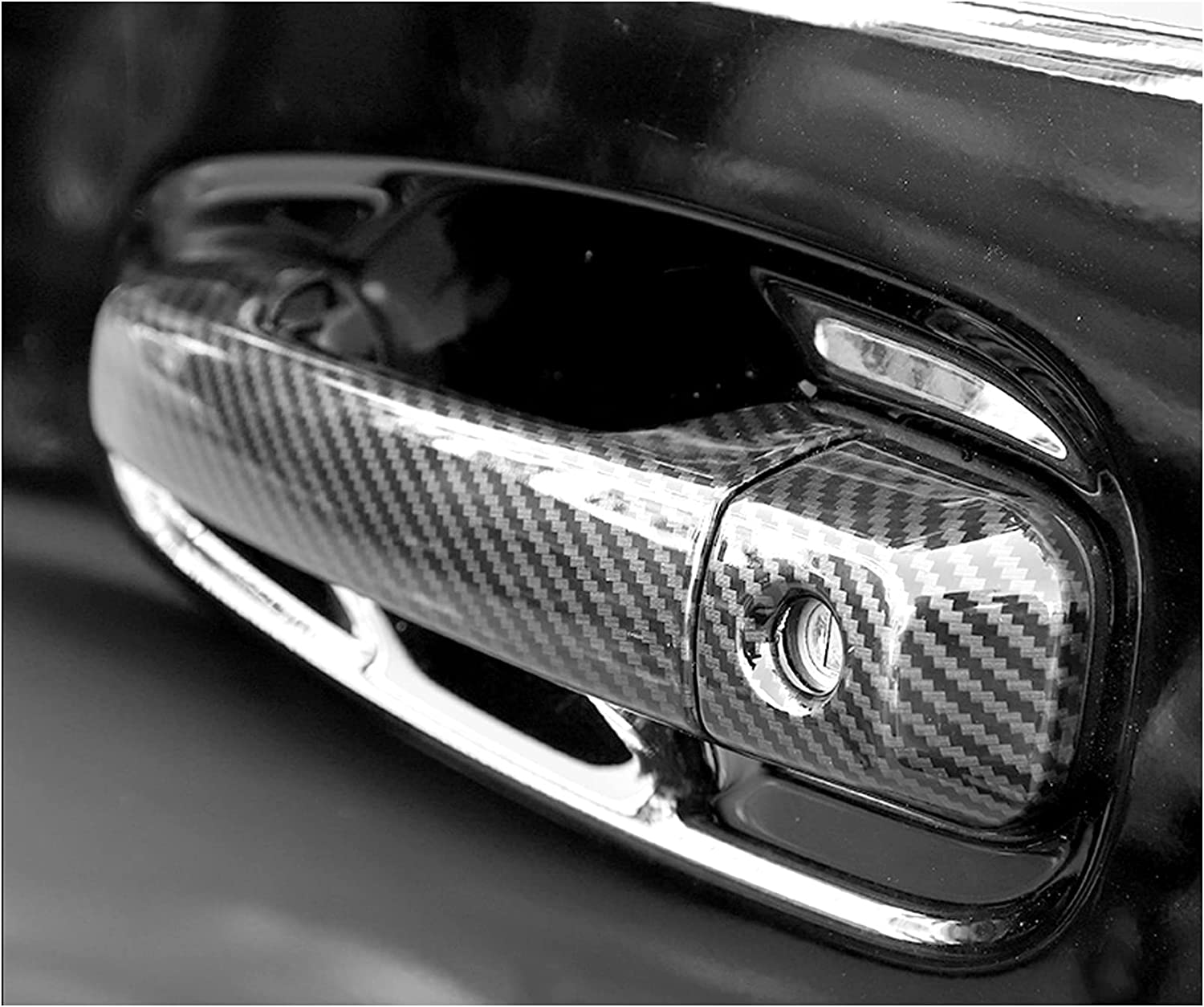 Door Handle Cover Trim for 4Runner 4WD N280 2010-2022 2018 2019 Car Styling Accessories Exterior Door Handles Black 8PCS ABS (No Smart Key Holes Carbon Fiber) - Delicate Leather