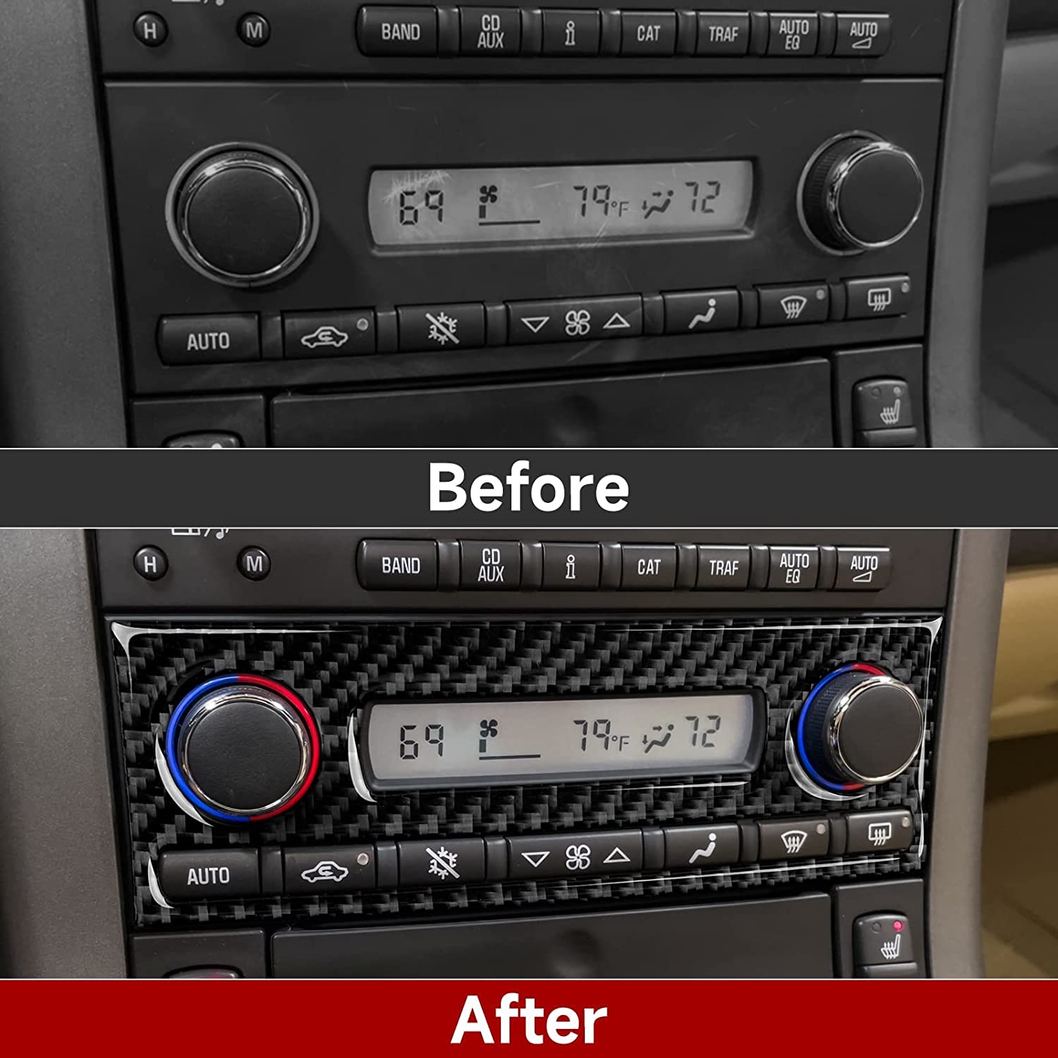 Car Central Air Outlet Sticker Decal Carbon Fiber Interior Trim Cover - Delicate Leather