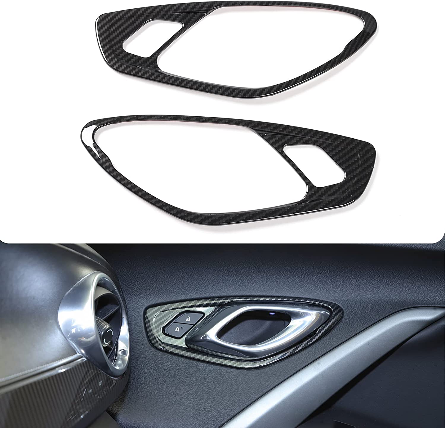 Door Inner Grab Handle Cover Frame ABS Decor Trim Interior Accessories for Camaro 2017-2022 - Delicate Leather