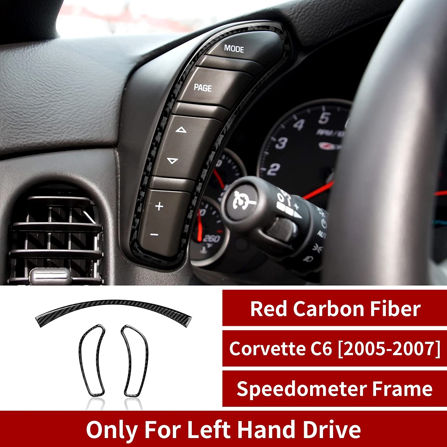 Car Speedometer Frame Sticker Decal Carbon Fiber Interior Trim Cover for C6 2005 2006 2007 Car Accessories - Delicate Leather