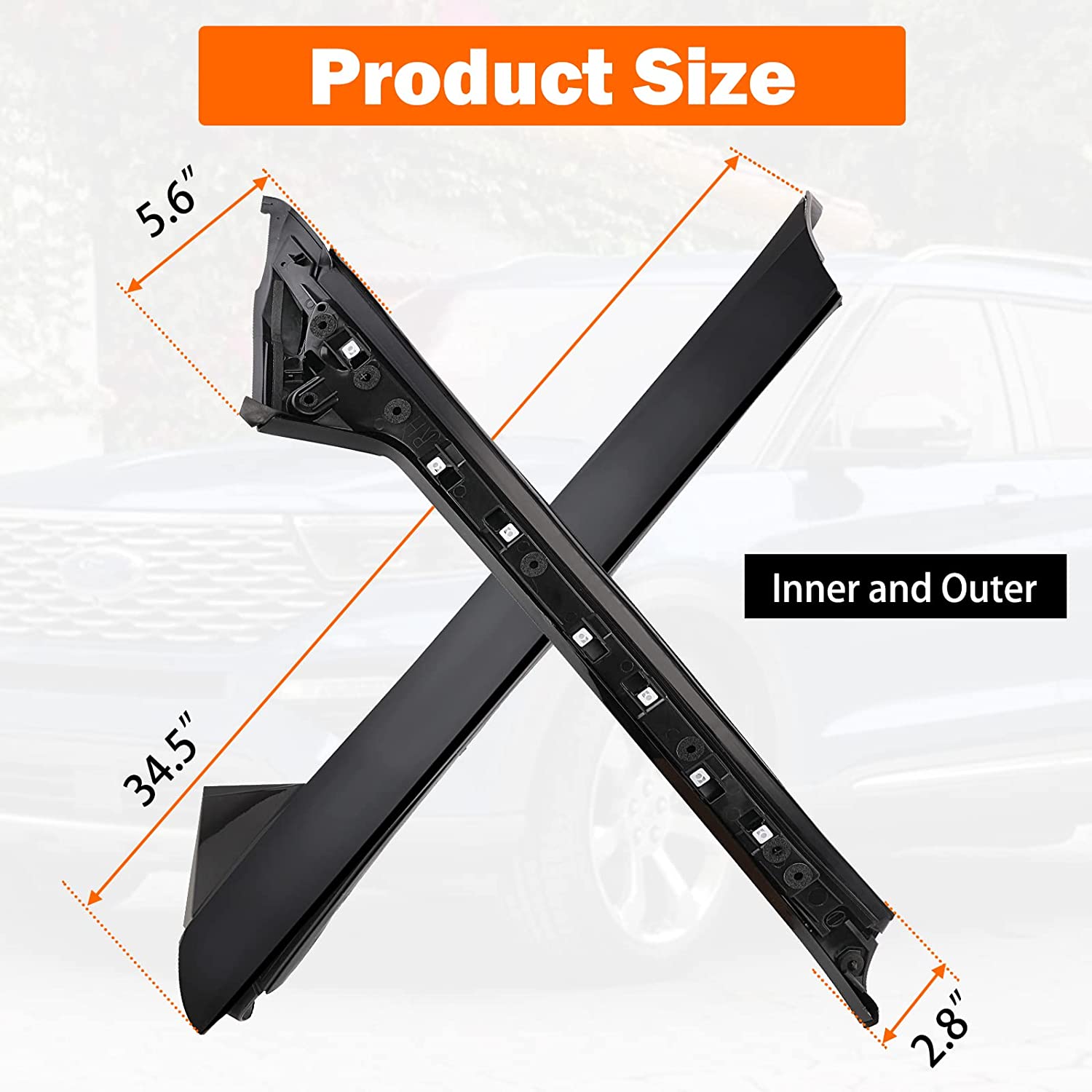 Windshield A-Pillar Molding Trim Kit Passenger Side, Compatible with 2011-2019 Ford Explorer Replace 926-451, BB5Z7803136AB BB5Z7803136AA BB5Z7803136BA BB5Z7803144AA - Delicate Leather