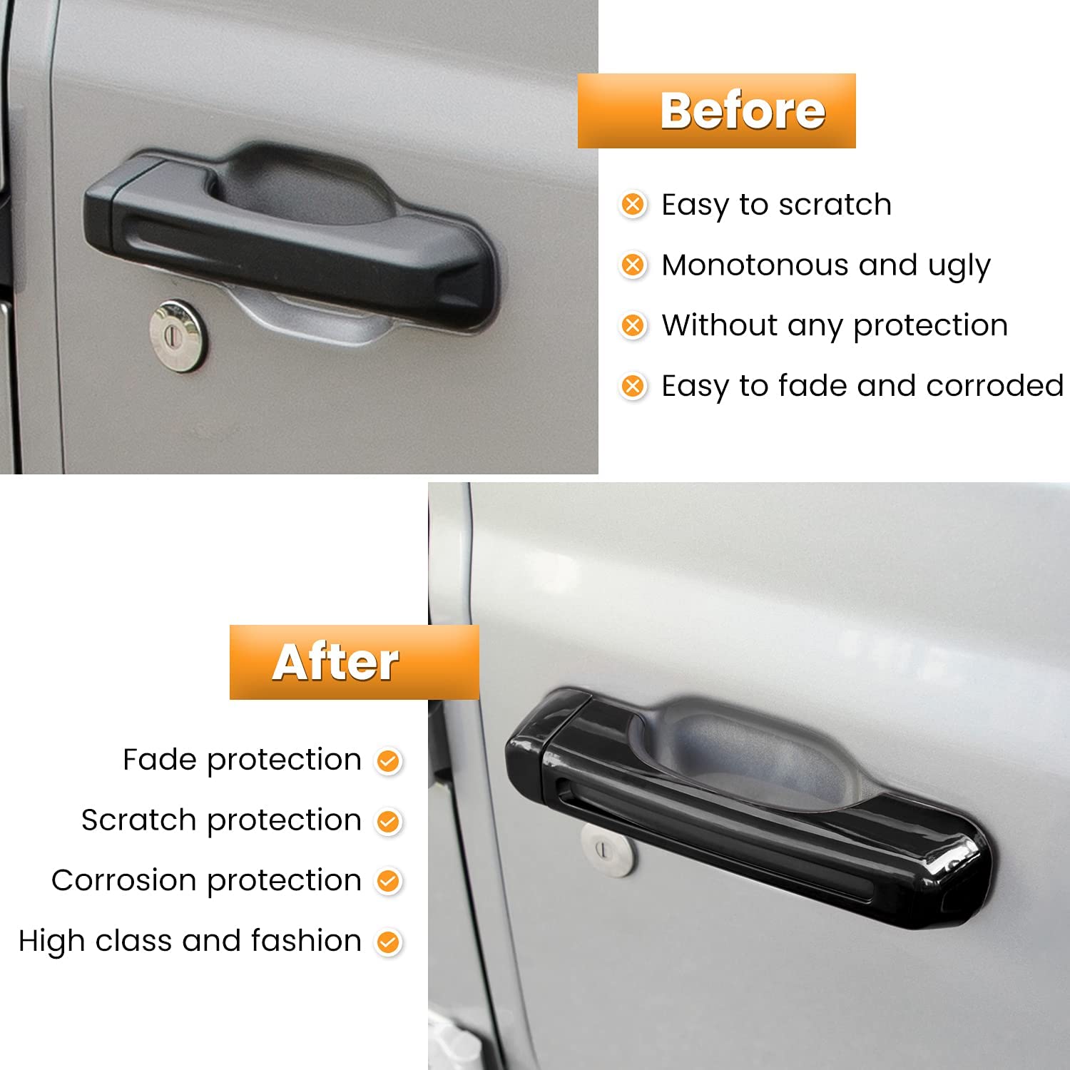 Door Handle Inserts Cover Trim+Tailgate Handle Cover for 2018-2022 Jeep Wrangler JL JLU Sports Sahara Freedom Rubicon Unlimited Gladiator JT 2-Door & 4-Door Exterior Accessories - Delicate Leather
