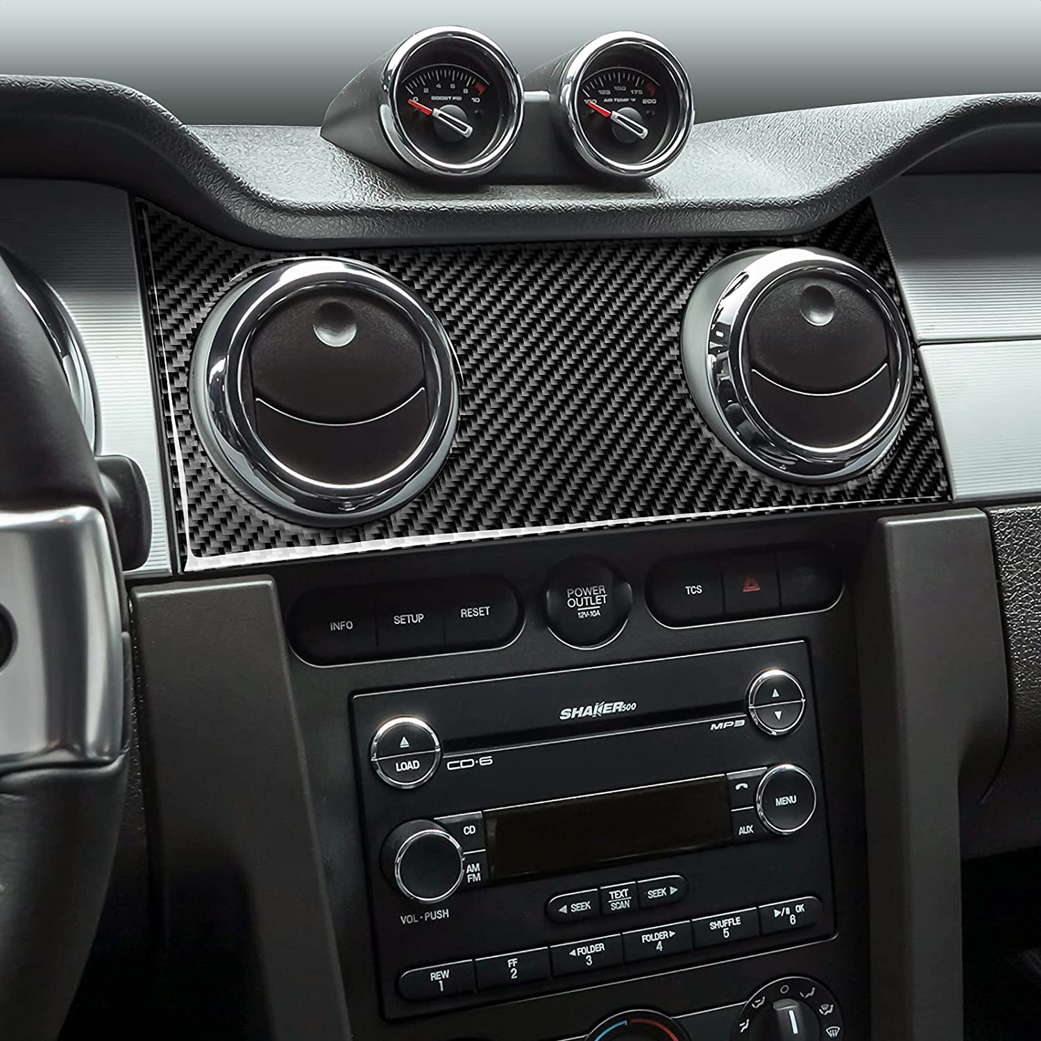 Carbon Fiber Car Interior Center Air Vents Trim Sticker Decal Cover for Mustang GT 2005 2006 2007 2008 2009 S197 Accessories - Delicate Leather