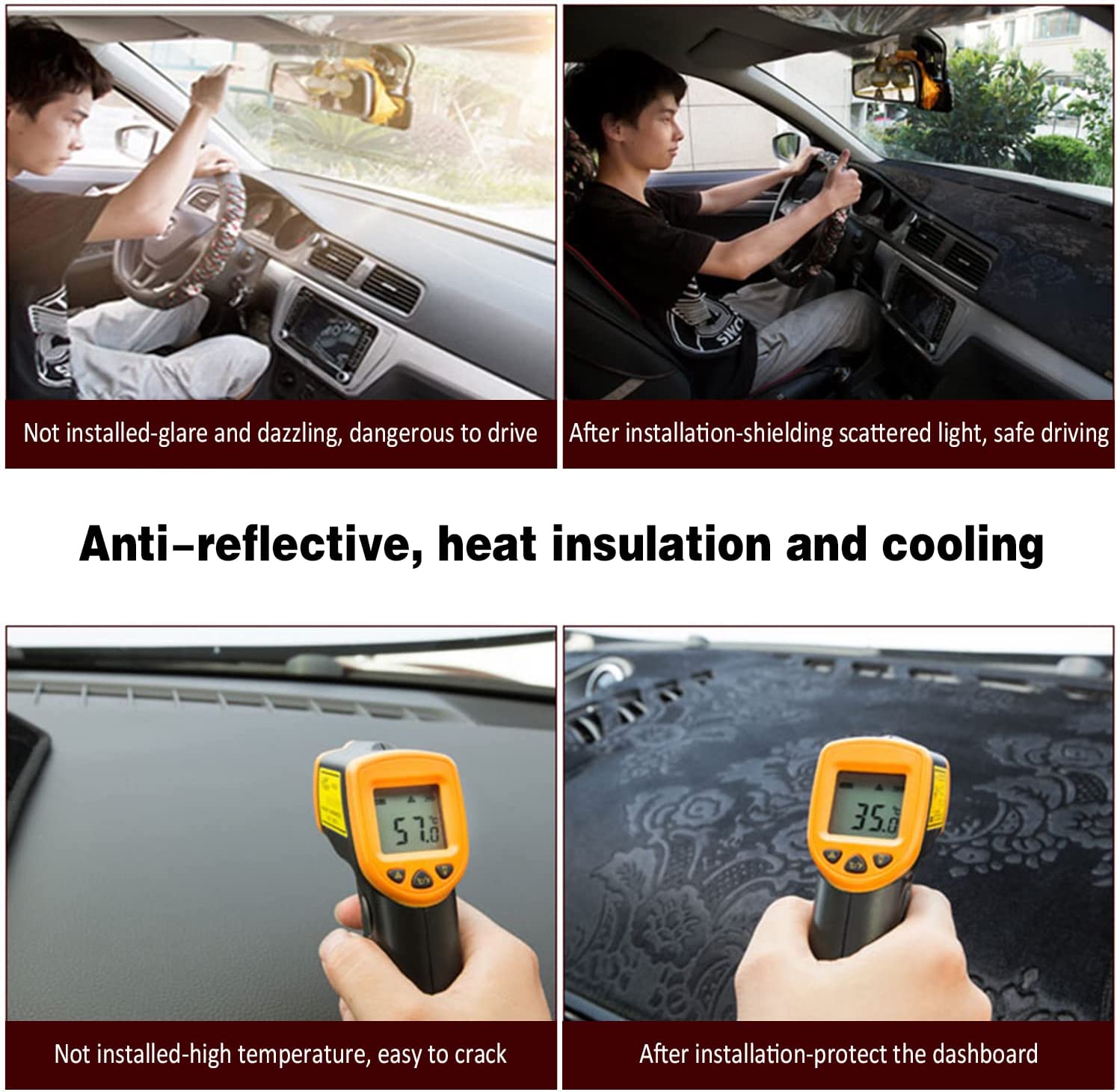 Car Dashboard Dash Board Cover Mat Carpet Compatible for ES ES350 ES240 XV40 2006-2012 Left Hand Drive - Delicate Leather