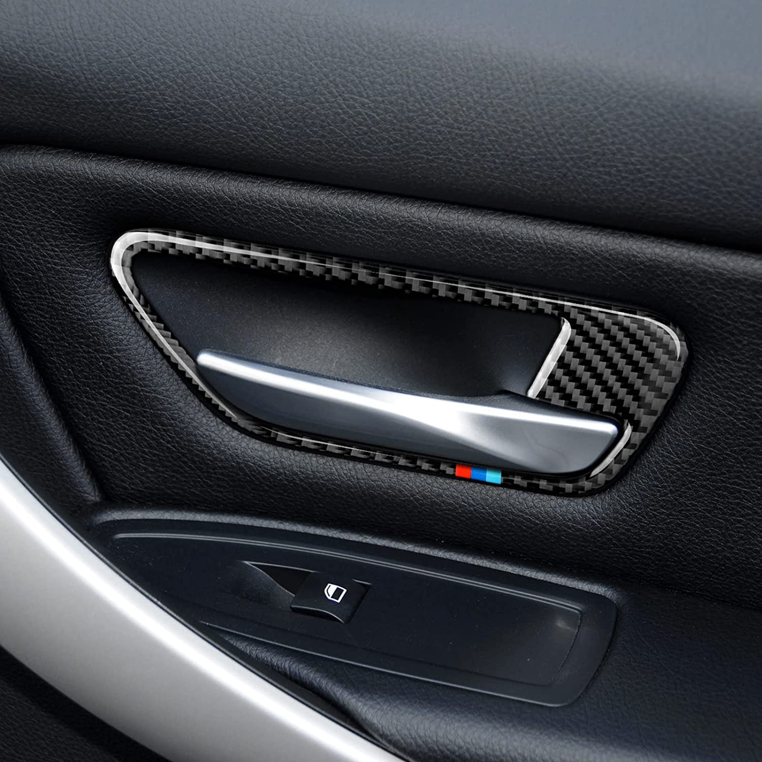 2PCS Car Door Bowl Frame Decals Sticker Carbon Fiber Trim Compatible with F30 F31 F34 3GT F32 F33 F36 2012 2013 2014 2015 2016 2017 2018 2019 Interior Accessories