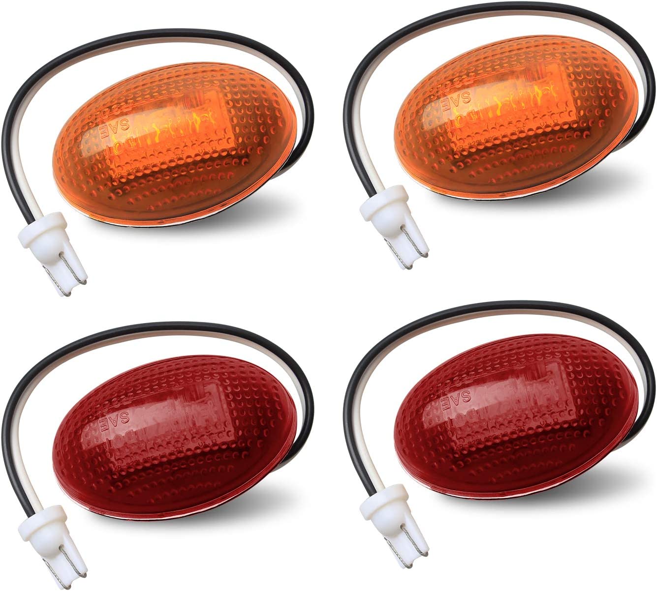 LED Dually Bed Fender Side Marker Lights Front Rear Lamps Compatible with Ford 1999-2010 F350 F450 F550 Super Duty - Delicate Leather