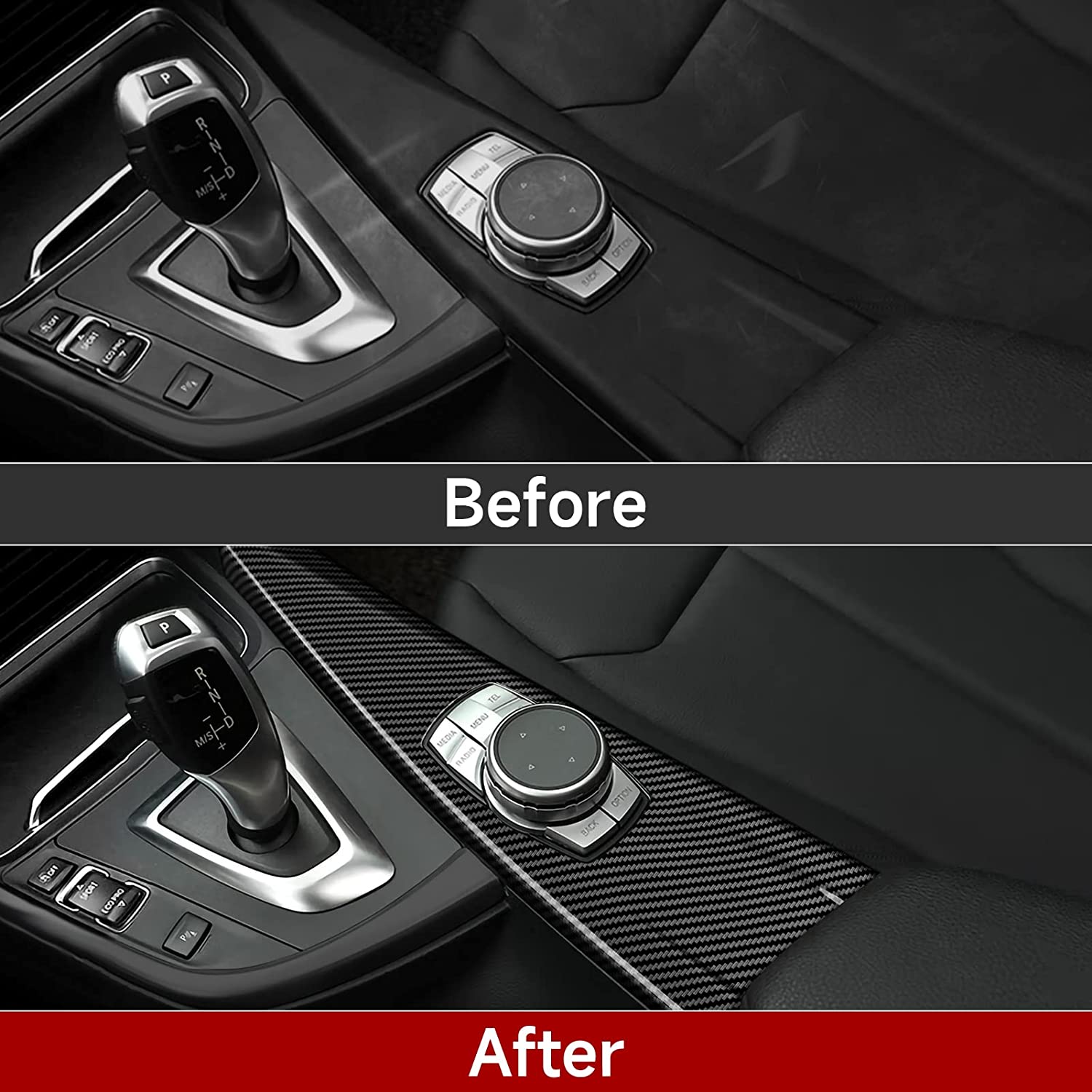 Car Multimedia Cover Sticker Wrap Carbon Color ABS Decal Trim fits for F30 F31 F34 3GT F32 F36 Accessories - Delicate Leather