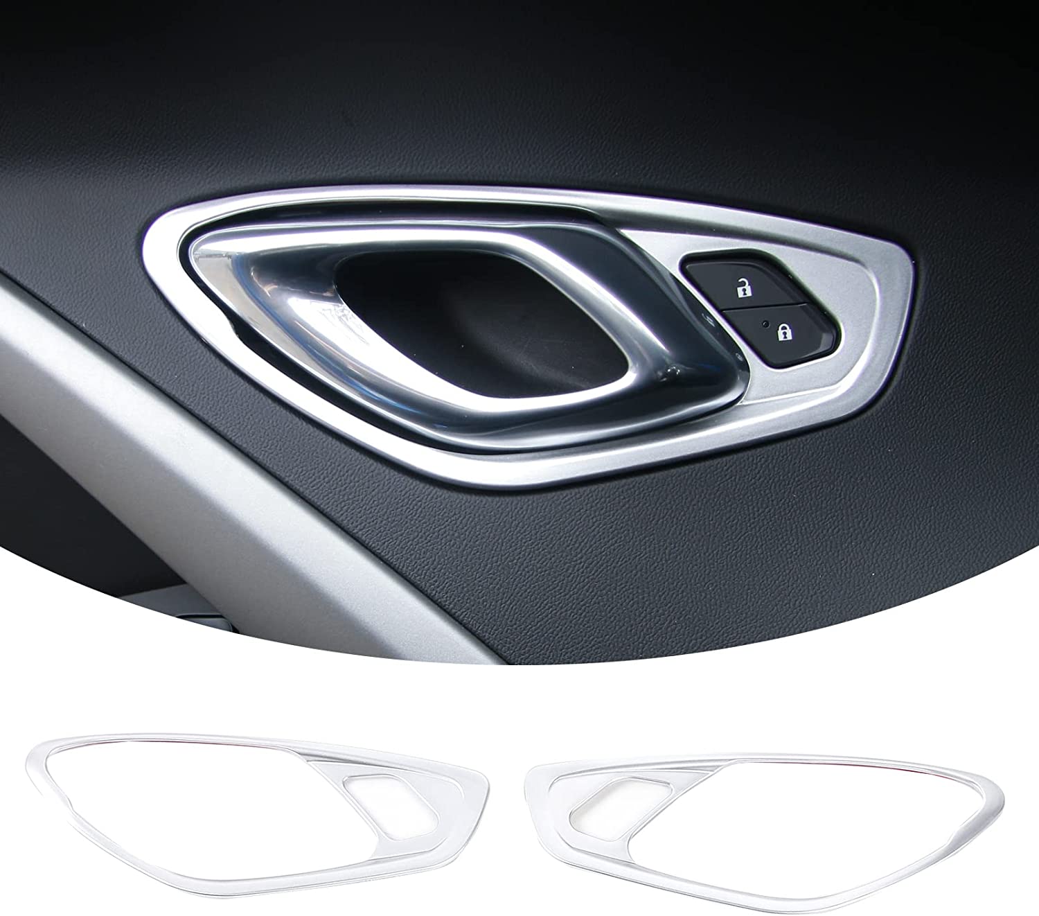 Door Inner Grab Handle Cover Frame ABS Decor Trim Interior Accessories for Camaro 2017-2022 - Delicate Leather