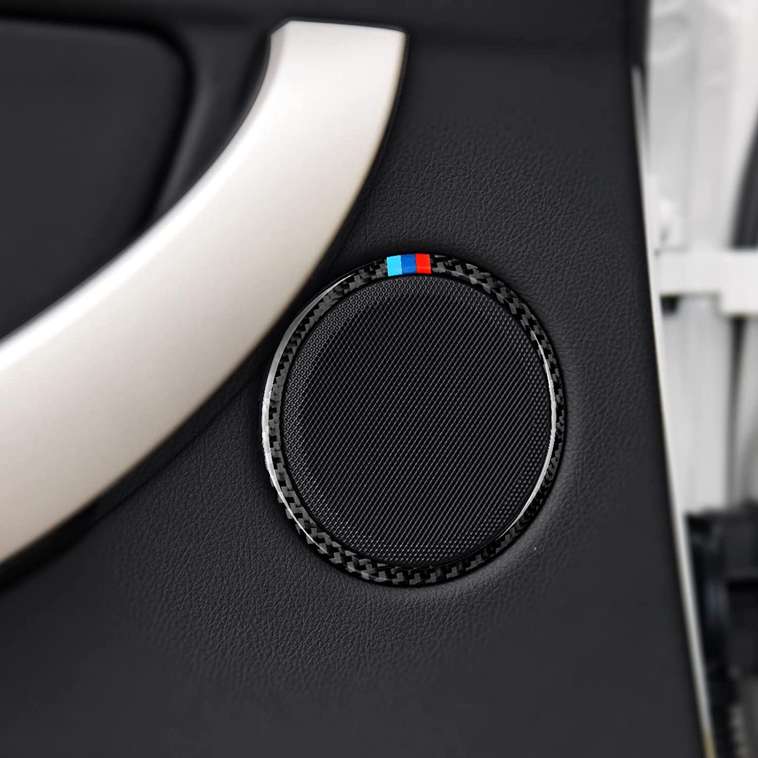 2PCS Car Trim Audio Speaker Frame Sticker Carbon Fiber Decals Compatible with BMW F30 F31 F34 3GT F32 F33 F36 2012 2013 2014 2015 2016 2017 2018 2019 Interior Accessories - Delicate Leather