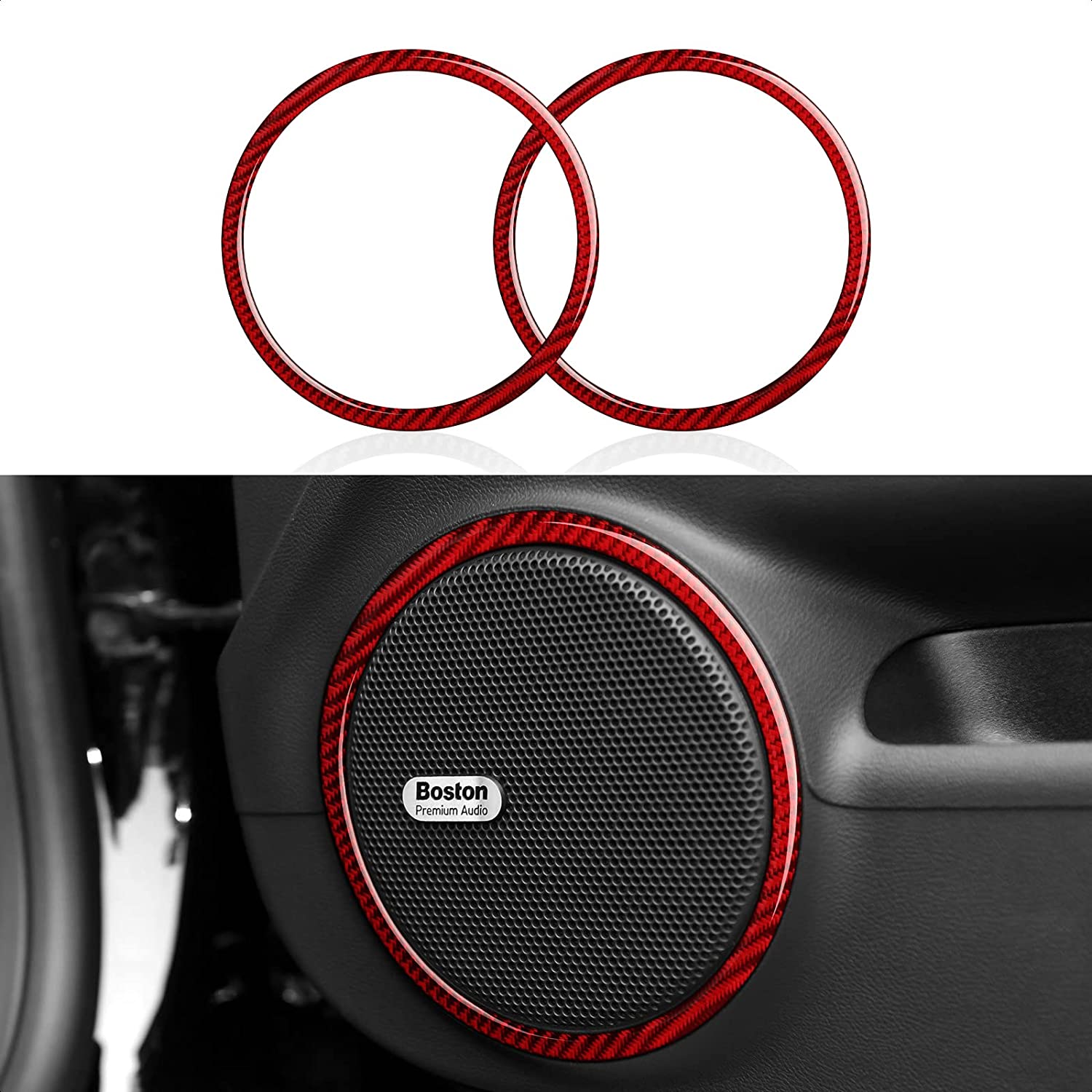 Carbon Fiber Car Door Audio Speaker Sticker Interior Trim Cover for Camaro 2010 2011 2012 2013 2014 2015 Accessories - Delicate Leather