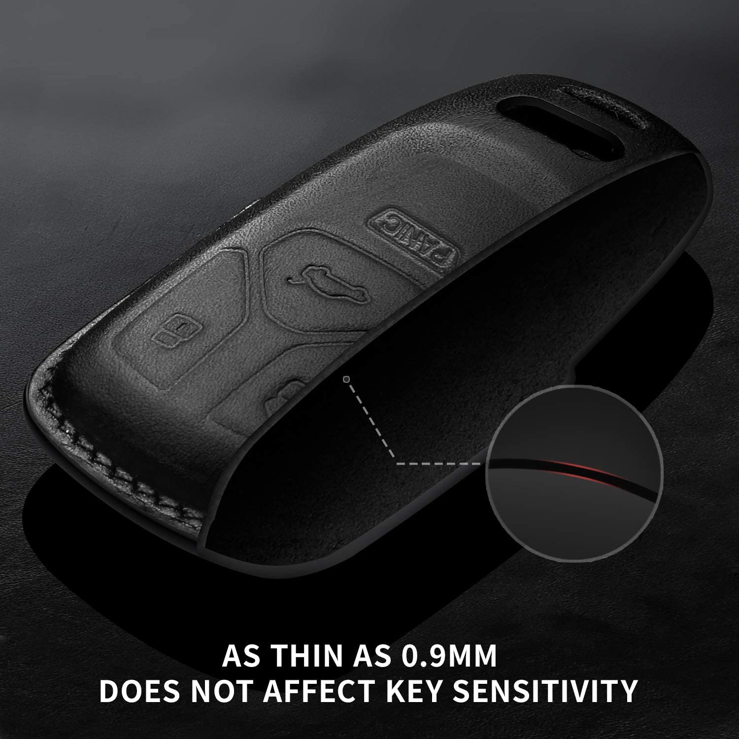Audi Key Fob Cover Genuine Leather With Keychain,Leather Key Case Protector Compatible A4 Q7 Q5 TT A3 A6 SQ5 R8 S5 smart key - Delicate Leather