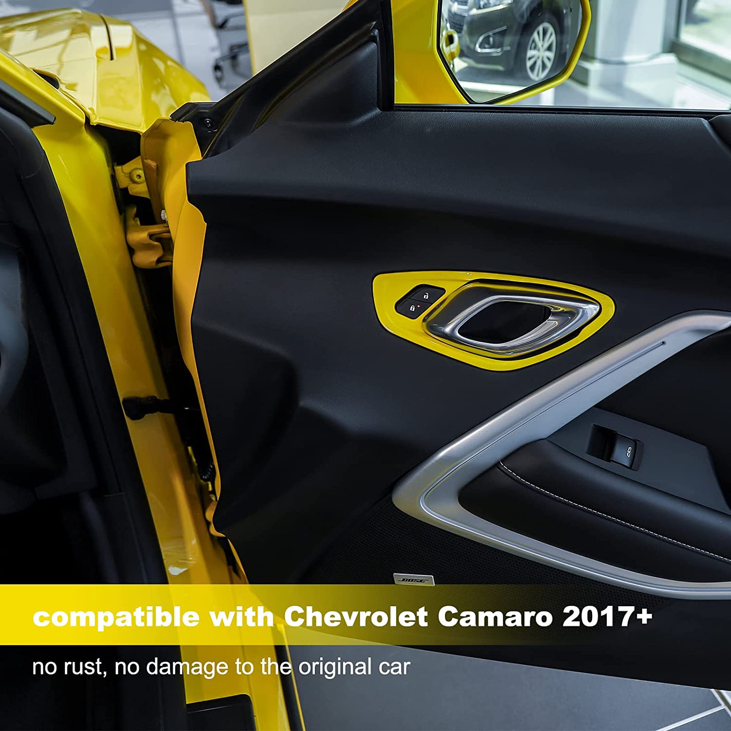 Door Inner Grab Handle Cover Frame ABS Decor Trim Interior Accessories for Camaro 2017-2022 - Delicate Leather