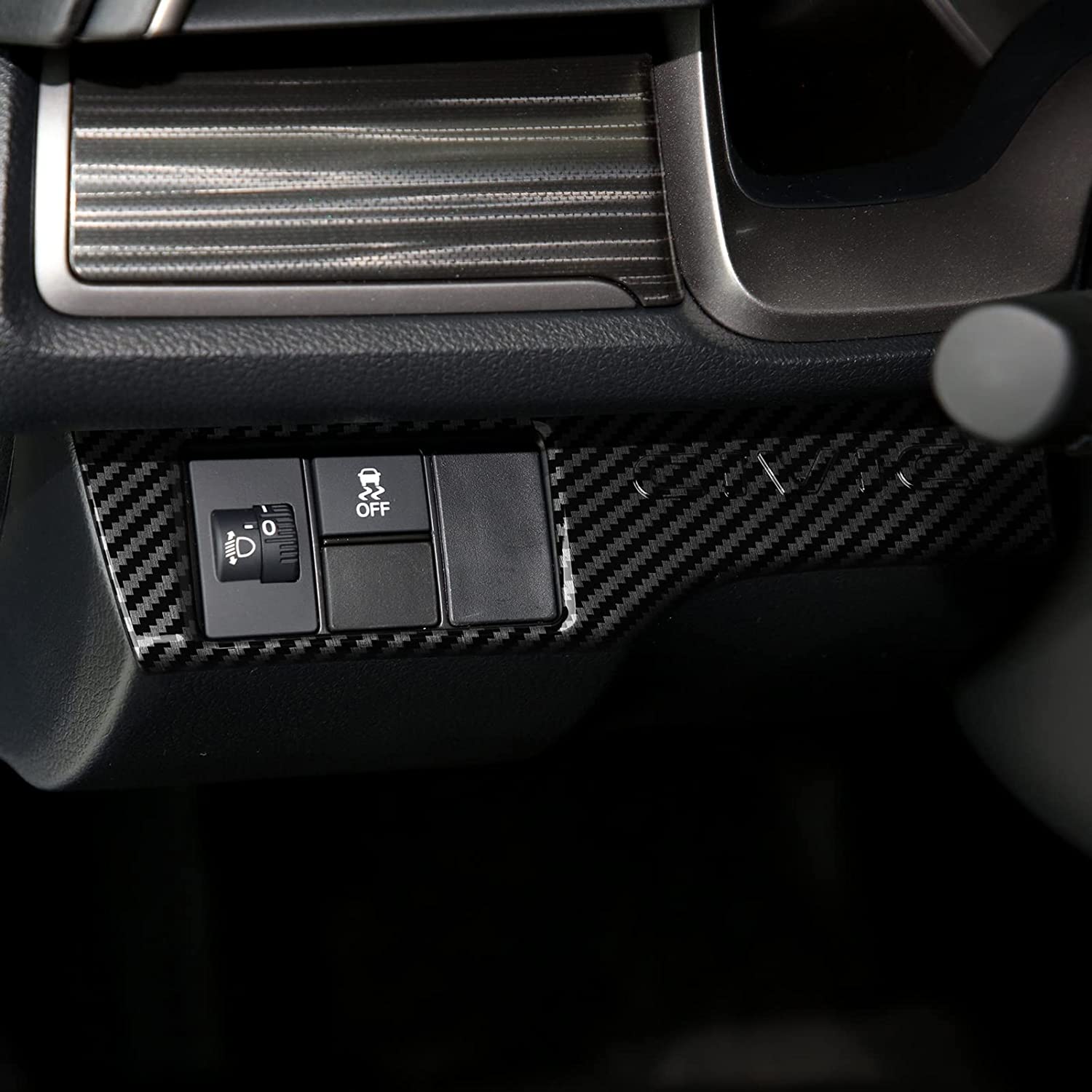 ABS Carbon Fiber Compatible with Accessories Headlight Switch Button Trim Interior Sticker - Delicate Leather