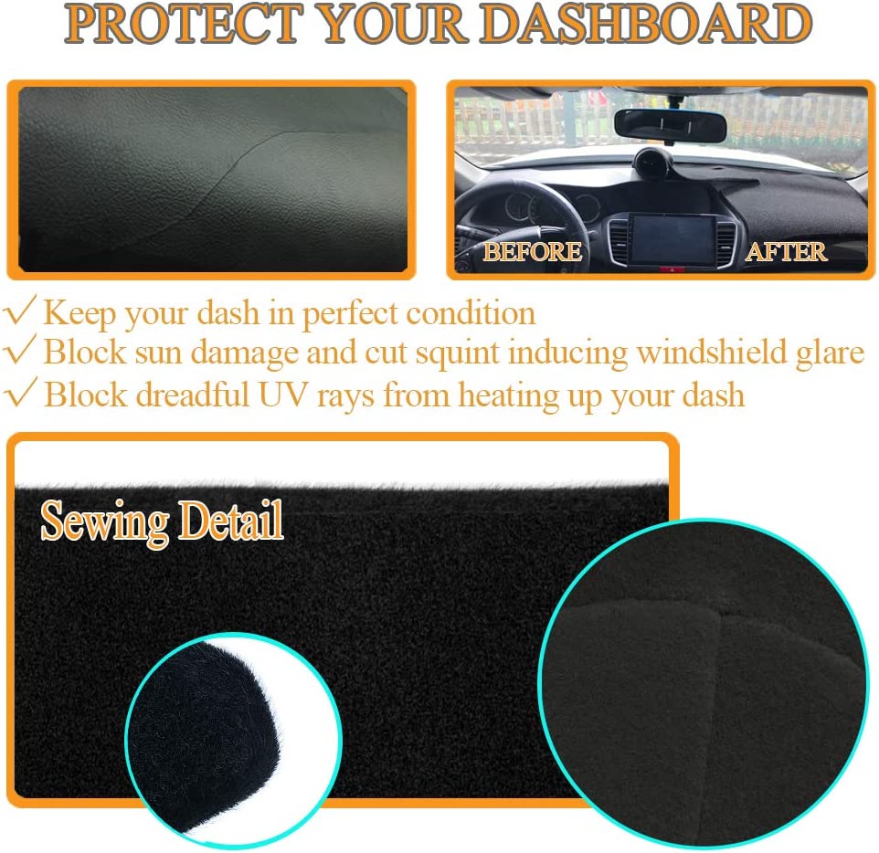 Dashboard Cover Dash Cover Mat Fit for 1987 1988 1989 1990 1991 F150 F250 F350 Pickup Truck (Black) J132 - Delicate Leather