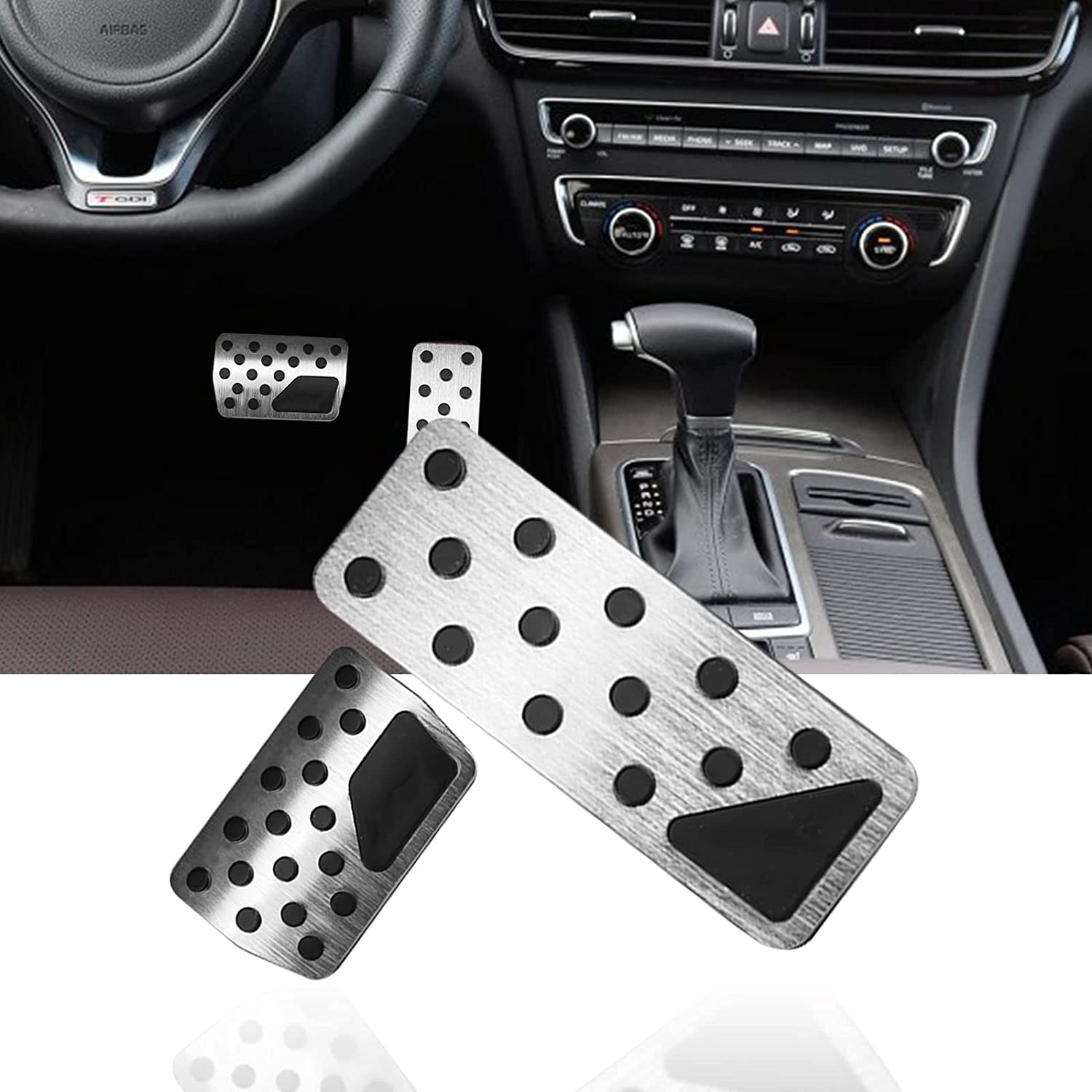 Aluminum Alloy No Drilling Non Slip Gas Pedal Brake Pedal Cover Interior Accessories Kit 2 Pieces Compatible with 2011-2021 Grand Cherokee & Dodge Durango - Delicate Leather