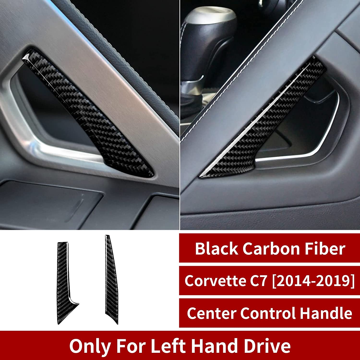 C7 Car Center Control Handle Sticker Decal Carbon Fiber Interior Trims Accessories Cover for C7 2014 2015 2016 2017 2019 - Delicate Leather