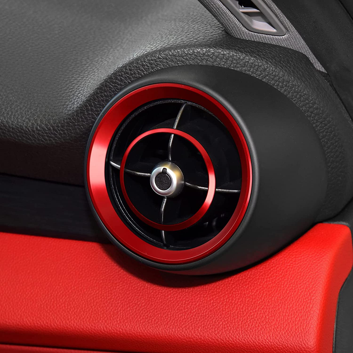 4PCS Car Air Vent Frame Trim AC Sticker Decals Aluminum Alloy Compatible with Giulia 2017 2018 2019 Accessories (Front) -- Stelvio NOT FIT - Delicate Leather