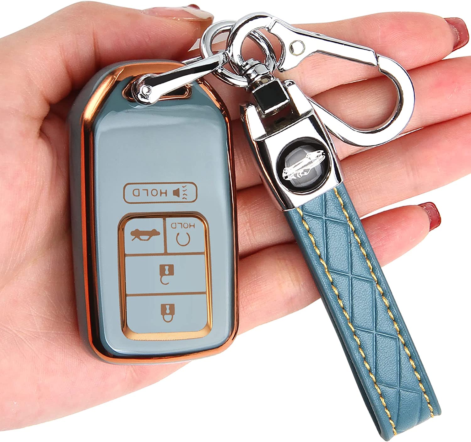 Honda Key Fob Cover - Key Fob Case Shell Cover Holder for Accord Civic CRV Pilot Odyssey Soft TPU Full Cover Protection Smart Key Keyless Remote Key Fob Cover for Honda