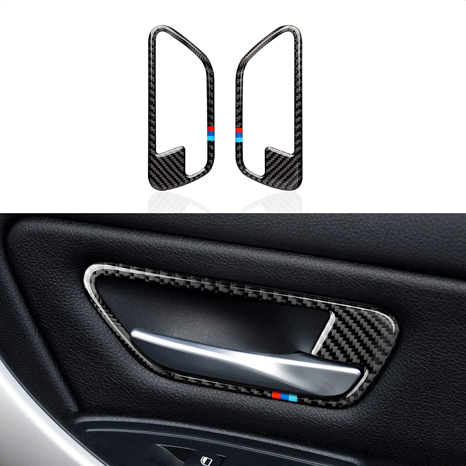 2PCS Car Door Bowl Frame Decals Sticker Carbon Fiber Trim Compatible with BMW F30 F31 F34 3GT F32 F33 F36 2012 2013 2014 2015 2016 2017 2018 2019 Interior Accessories - Delicate Leather