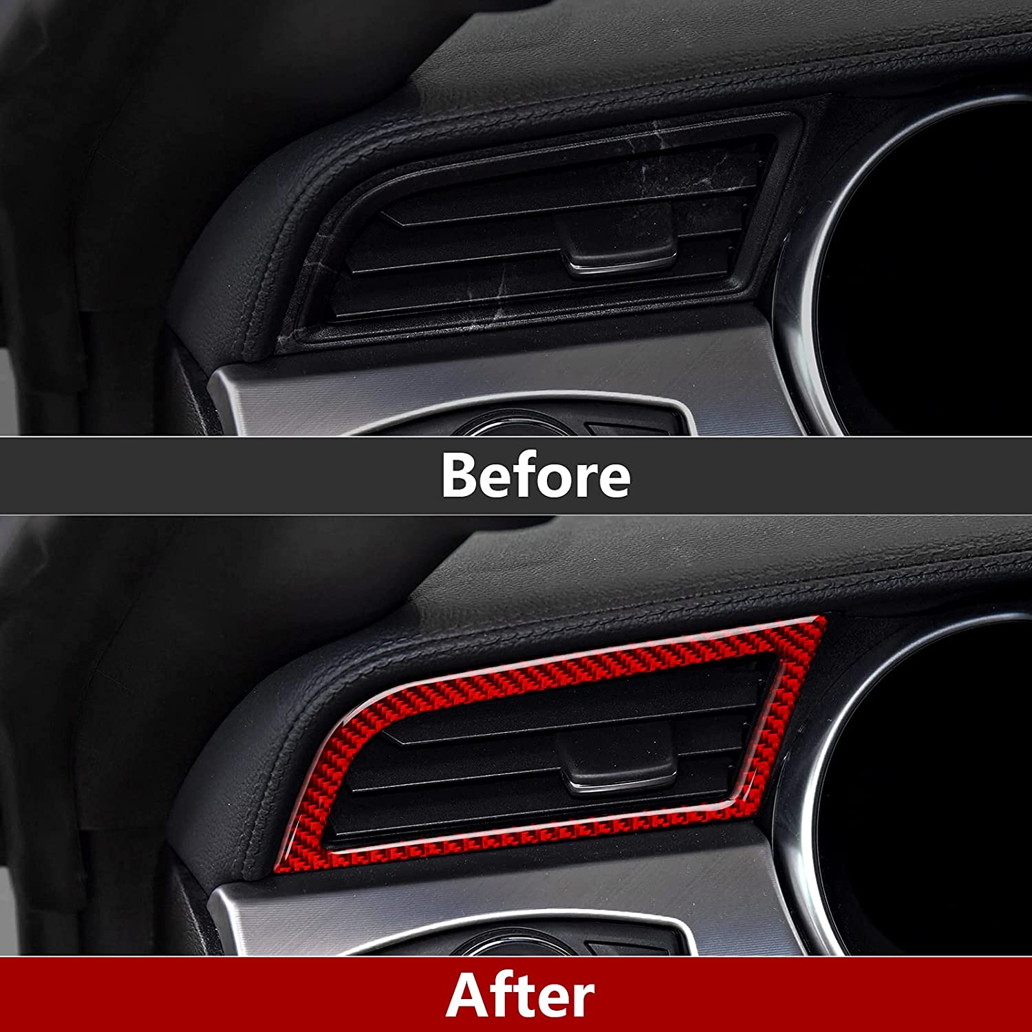 Carbon Fiber Car Side Air Conditioning Vent Sticker Decal Interior Trim Cover for Mustang 2015 2016 2017 2018 2019 2020 Accessories - Delicate Leather