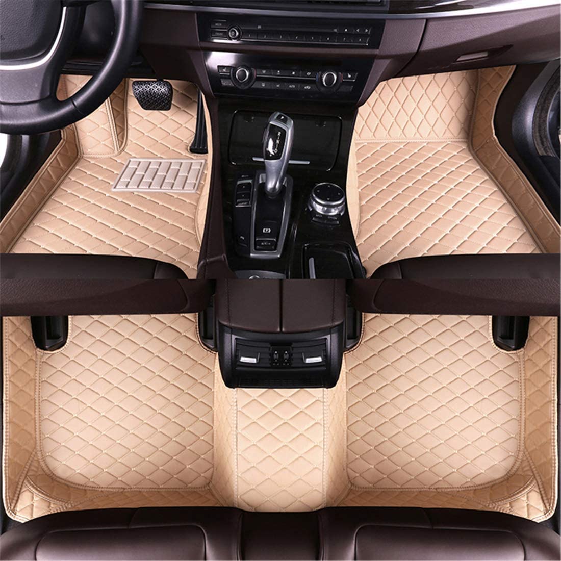 Car Floor Mats fit for Jaguar F-PACE 2016-2019 Full Coverage All Weather Protection Non-Slip Leather Floor Liners - Delicate Leather