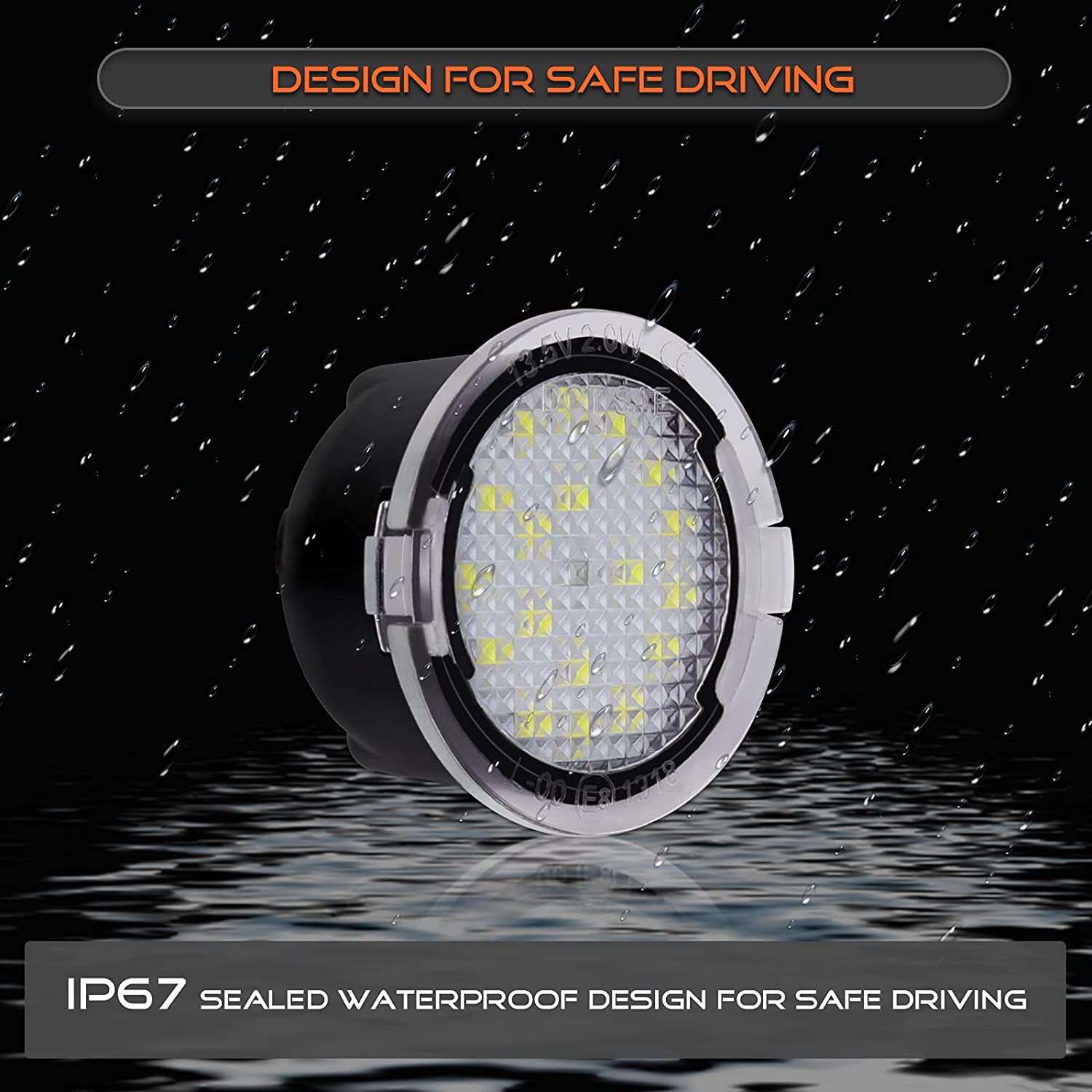 6000K Xenon White Mirror Puddle Light LED Lamp Assembly Replacement Compatible with Ford Expedition Explorer Flex Fusion Taurus and Lincoln Navigator MKS MKT MKX MKZ Mark LT LS (2pcs) - Delicate Leather