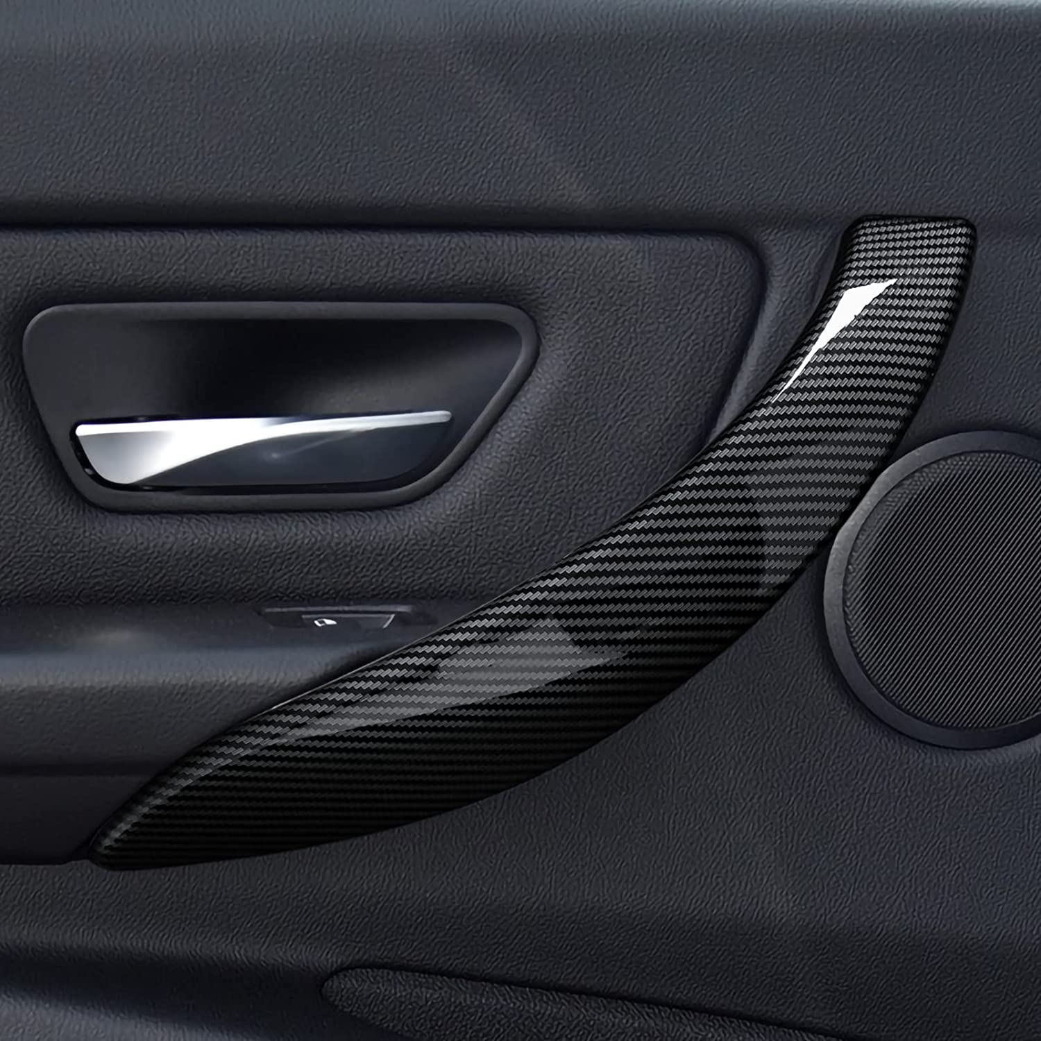 2PCS Car Handles Cover Sticker Decal Carbon Color ABS Trim Compatible with BMW F30 F31 F34 3GT F32 F33 F36 3 4 Series Accessories - Delicate Leather