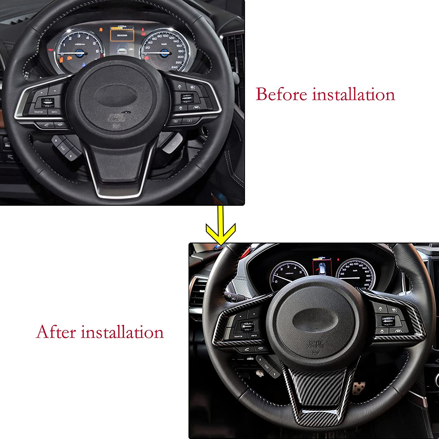 4PCS ABS Carbon Fiber Steering Wheel Panel Frame Trim Cover for Forester Ascent SUV 2019-2022,for Impreza 2017-2022,for Legacy/Outback 2018-2022,for Crosstrek 2018-2022 - Delicate Leather