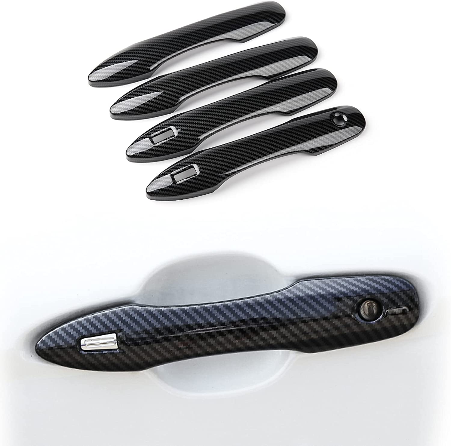 Door Handle Covers Car Exterior Grab Handles Protection Shell for Camry 2018-2022, 2019-2022 Corolla, 2019-2022 Avalon with Two Smart Entry Buttons - Delicate Leather