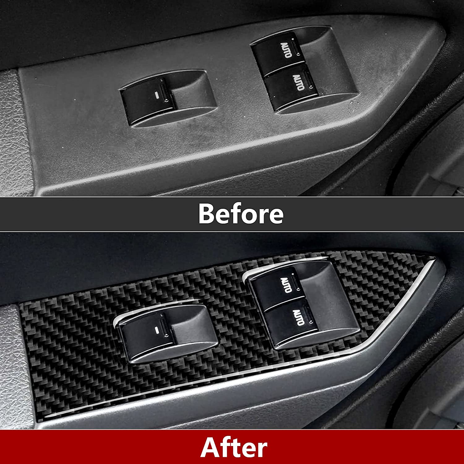 Carbon Fiber Sticker Decal Car Window Lift Switch Cover Interior Trim Cover for Mustang GT 2005 2006 2007 2008 2009 S197 Accessories - Delicate Leather