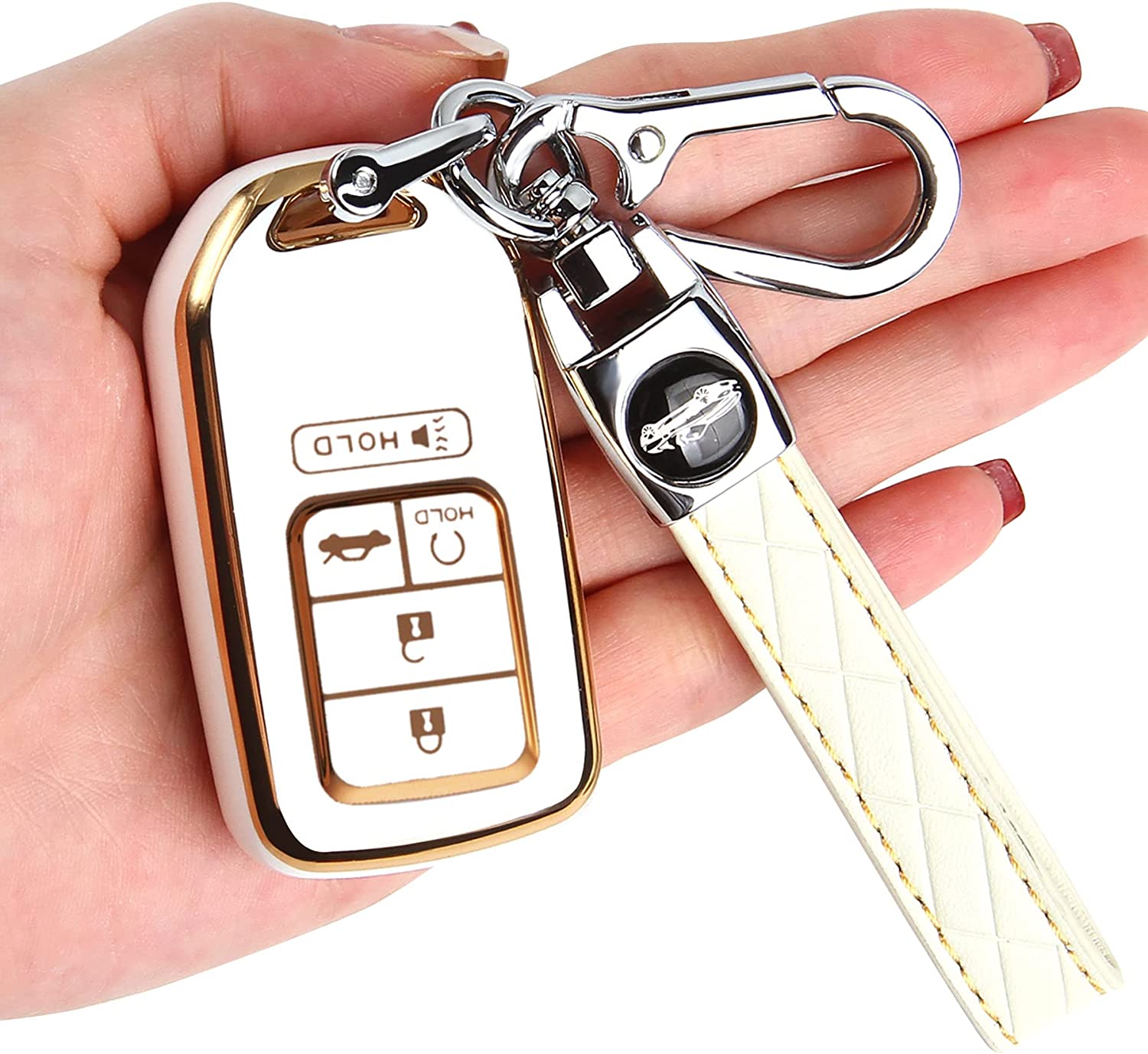 Honda Key Fob Cover - Key Fob Case Shell Cover Holder for Accord Civic CRV Pilot Odyssey Soft TPU Full Cover Protection Smart Key Keyless Remote Key Fob Cover for Honda
